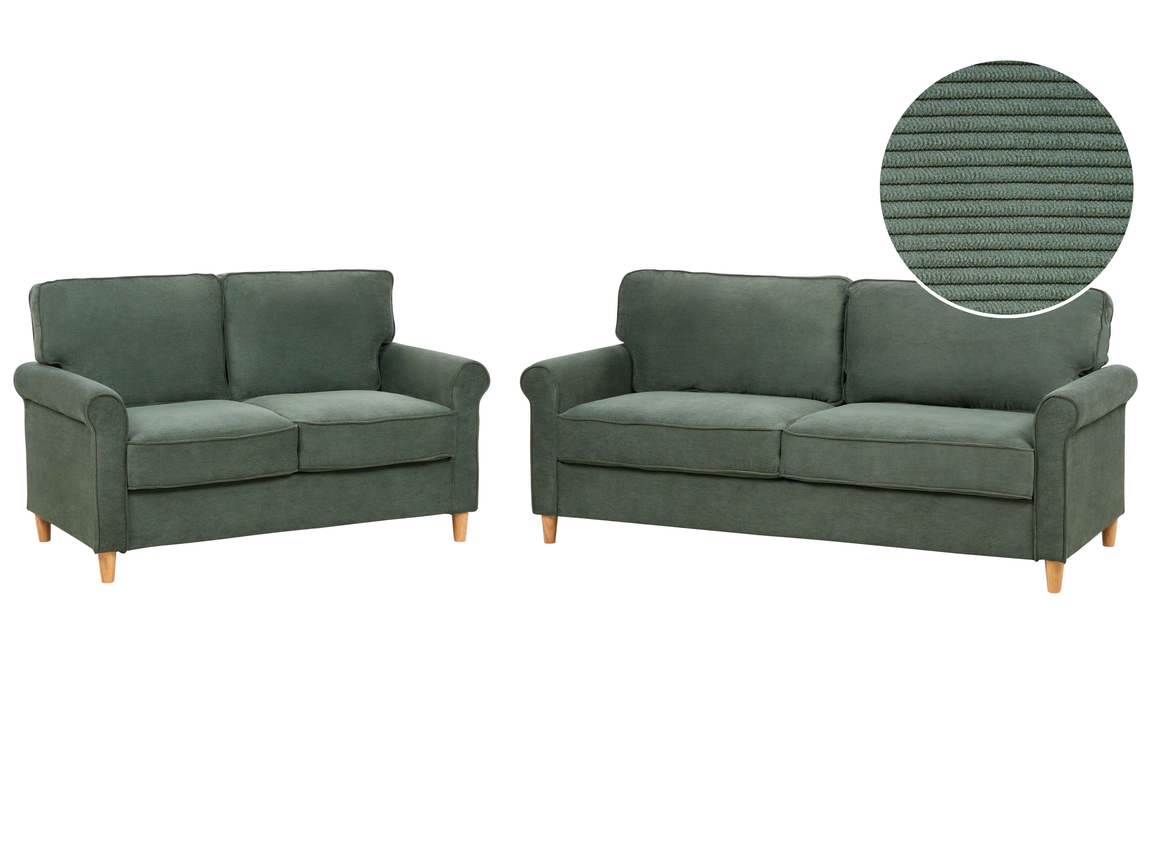 Living Room Set 5 Seater RONNEBY Corduroy Dark Green