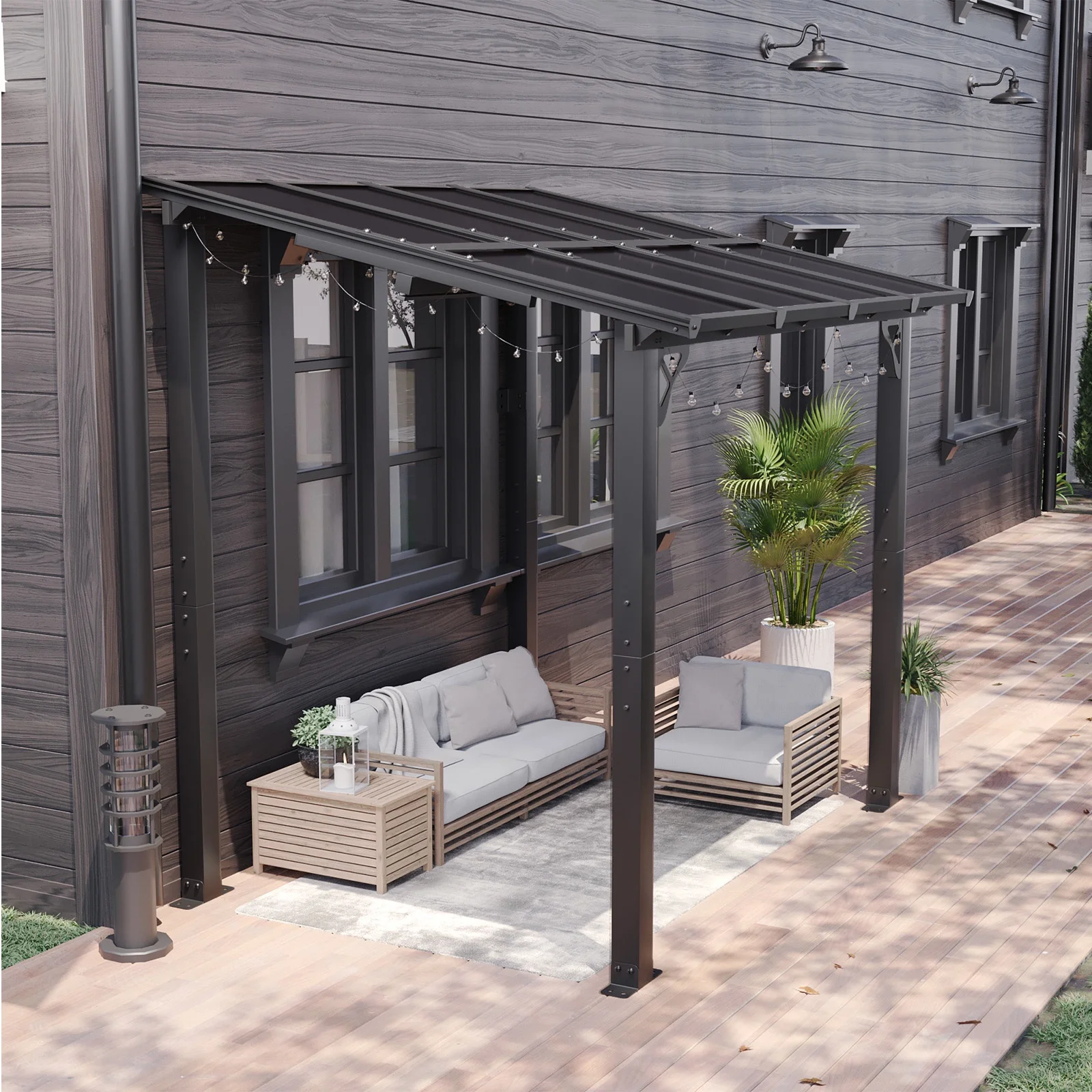 Aoxun 8' x 5' Gazebo for Patio, Gazebo Pergola with Sloped Roof, Grill Gazebo Large Wall-Mounted Heavy Duty Awnings, for Backyard, Deck, Patio - Image 23