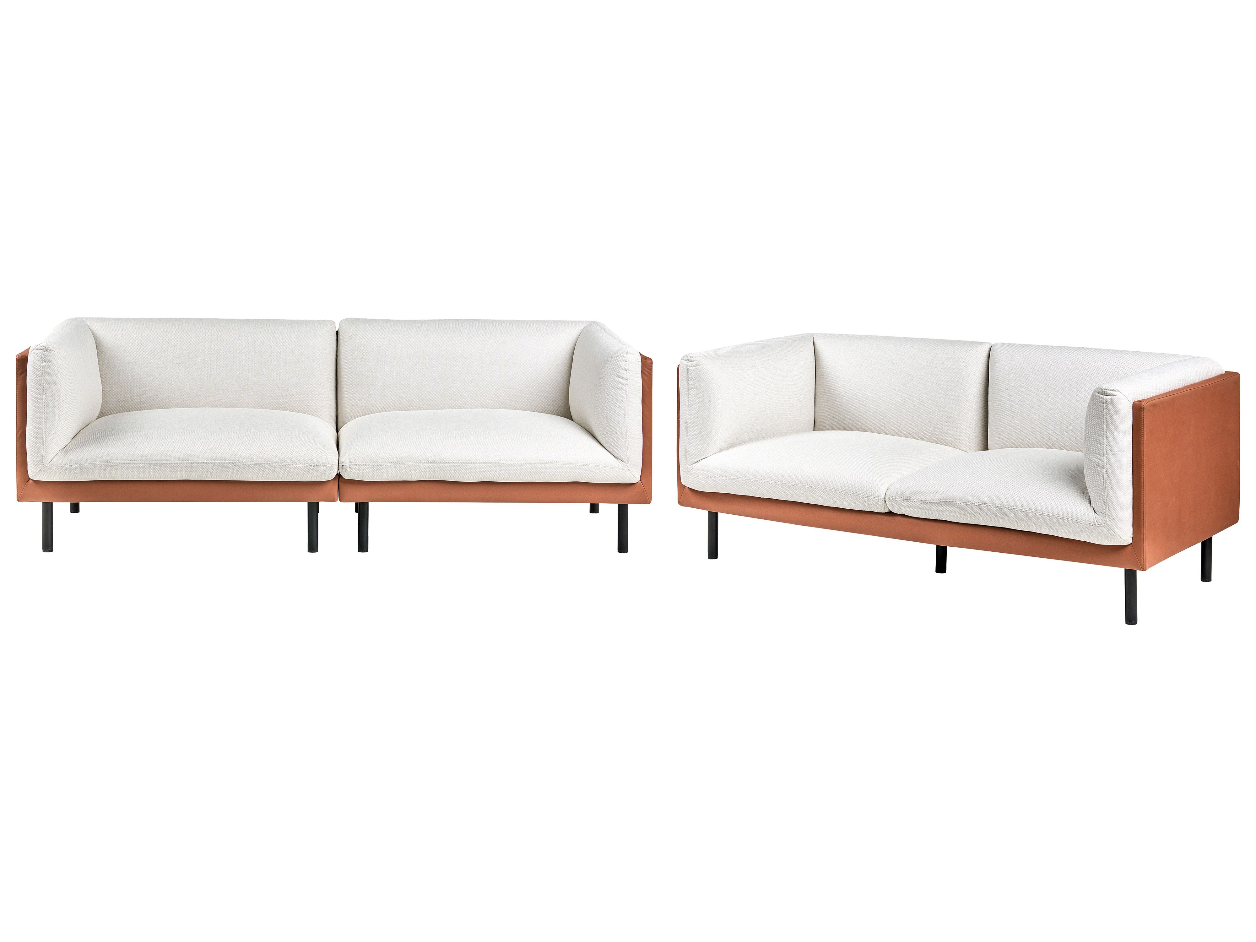 Living Room Set 5 Seater VORGOD Fabric Off-White