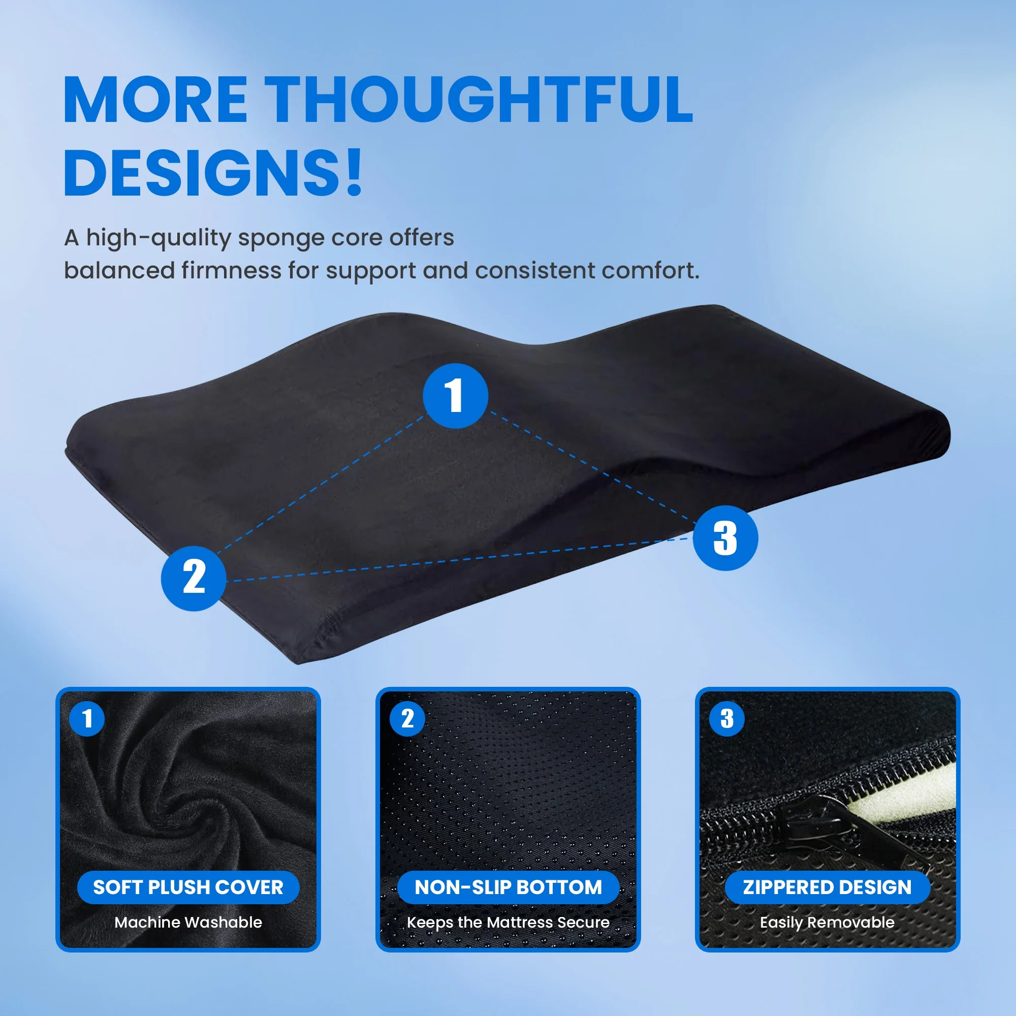 Lash Bed Foam Topper, Massage Table Memory Foam Topper, Ergonomic Curved Mattress Topper Lash Bed Cushion for Beauty Salon (71 Inches X 23.6 Inches(180cm X 60cm)) - Image 7