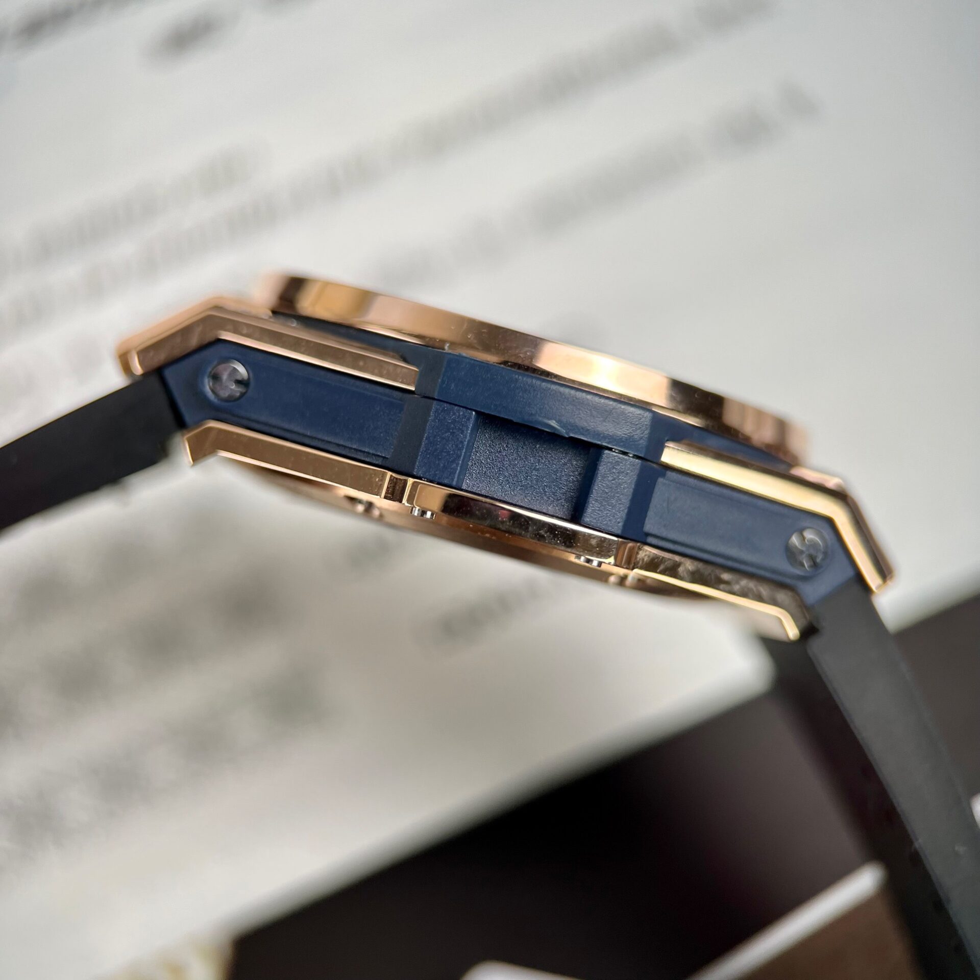Hublot One Click King Gold Replica Watch With Blue Dial Moissanite 39mm - Top club