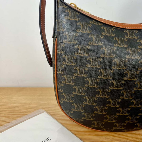 CELINE Small HELOISE TRIOMPHE Logo Printed Cow Leather Handbag Old Flower