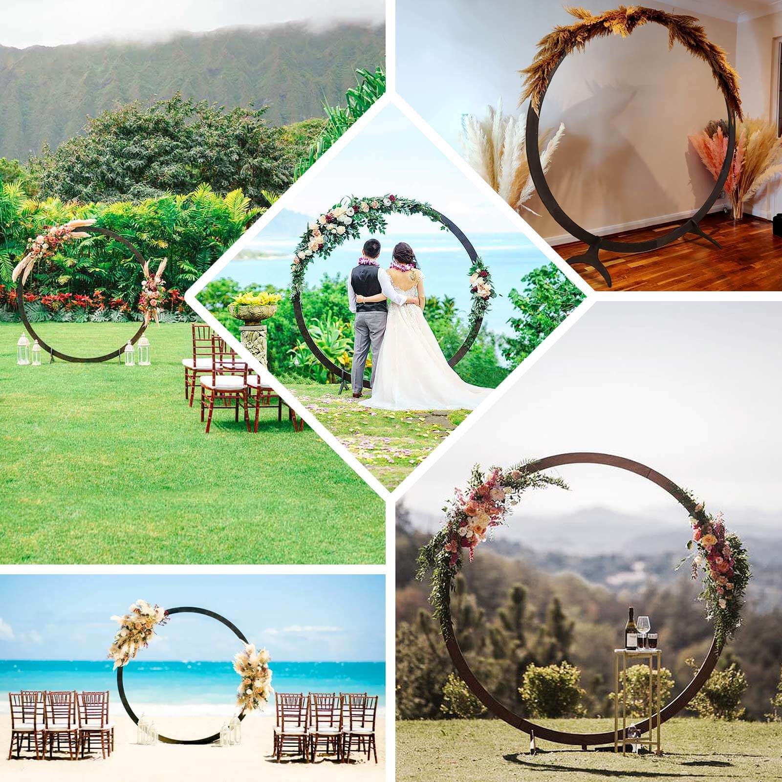 Efavormart 7FT Rustic Square Wedding Arch Wooden Backdrop Stand, Wedding Ceremony Arch - Brown - Image 29