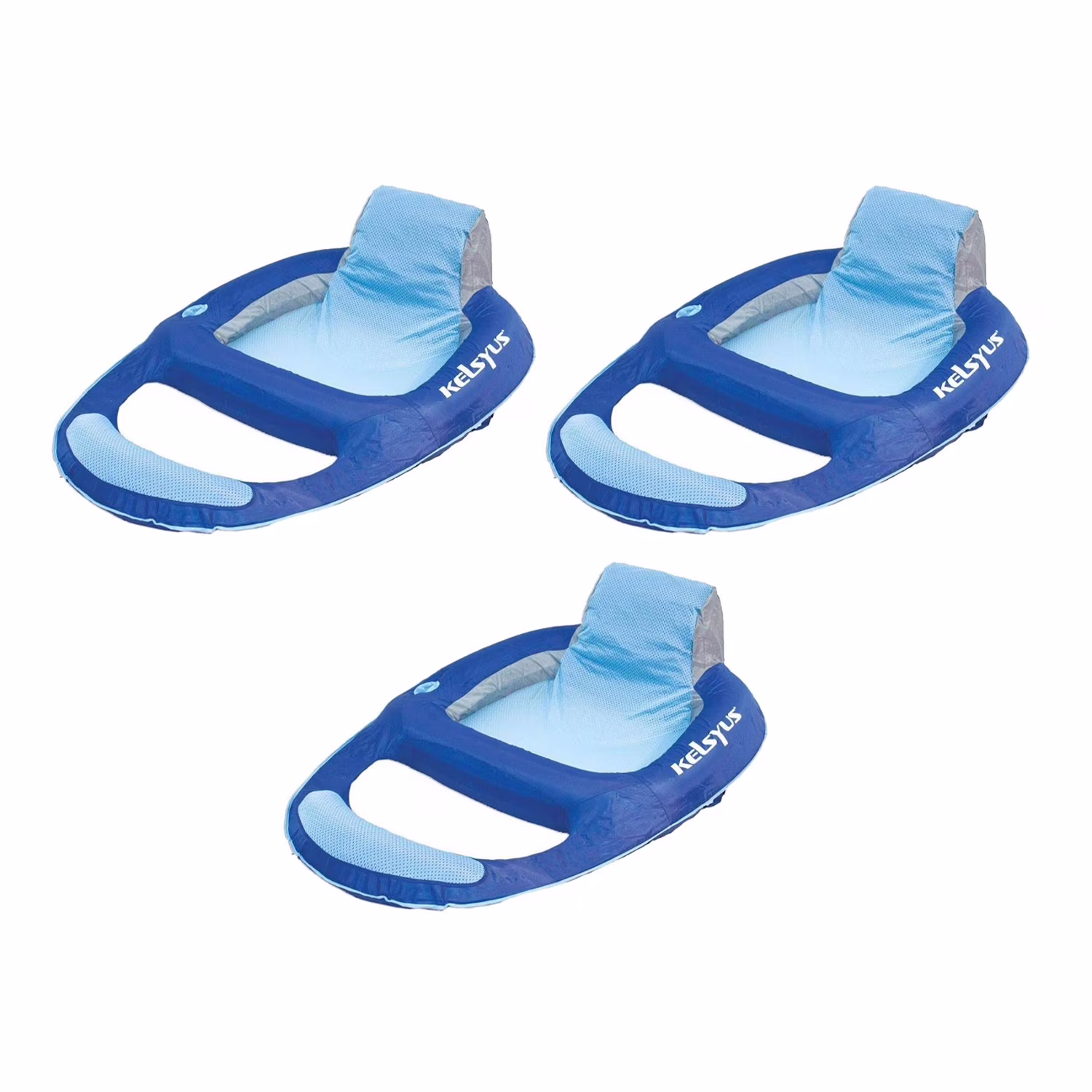 Kelsyus Floating Pool Lounger Inflatable Chair w/ Cup Holder Blue (2 Pack) 80014 - Image 3