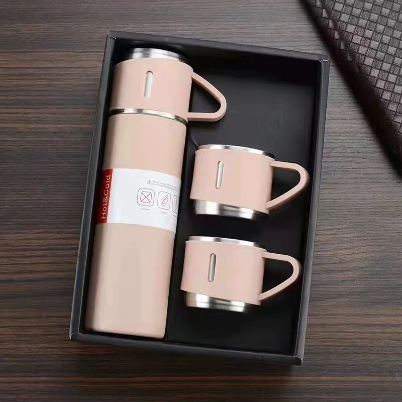 304 Stainless Steel Thermos Cup Gift Box Set 3 Lids Insulated Thermal Water Bottle Vacuum Flask Thermos for Business Giveaway
