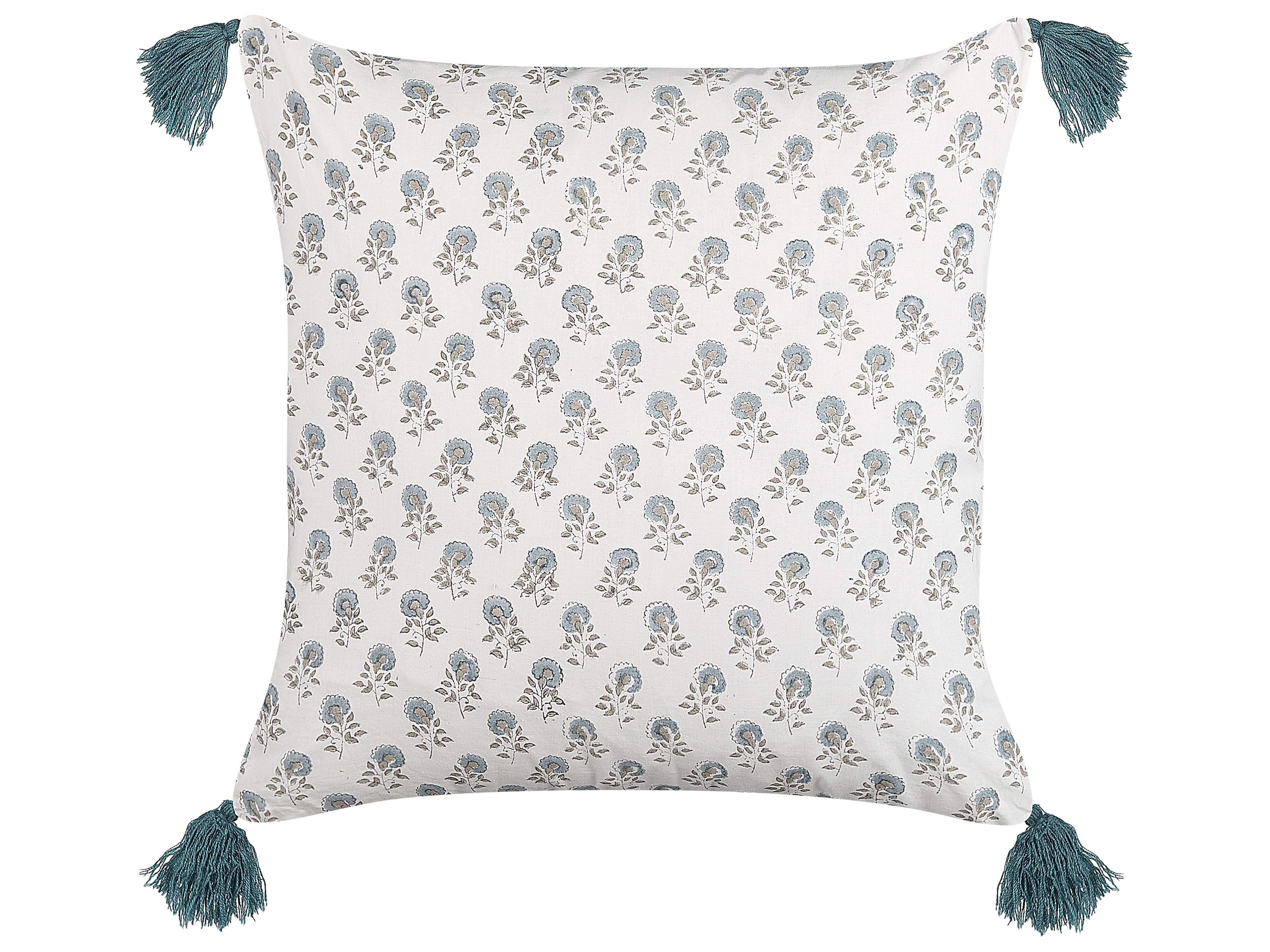 Throw Cushion CORNUS Cotton 45 x 45 cm Blue Floral Pattern