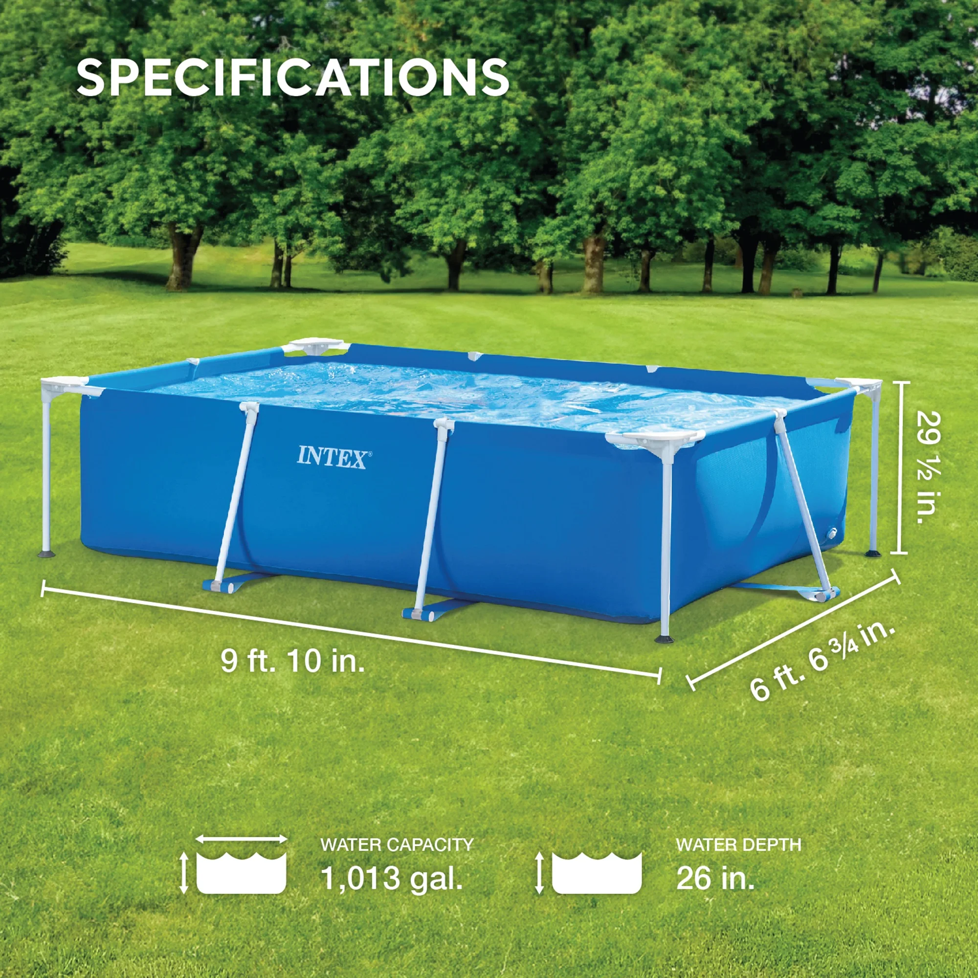 Open Box Intex 9.8'x29.5" Rectangular Frame Above Ground Outdoor Swimming Pool - Image 2