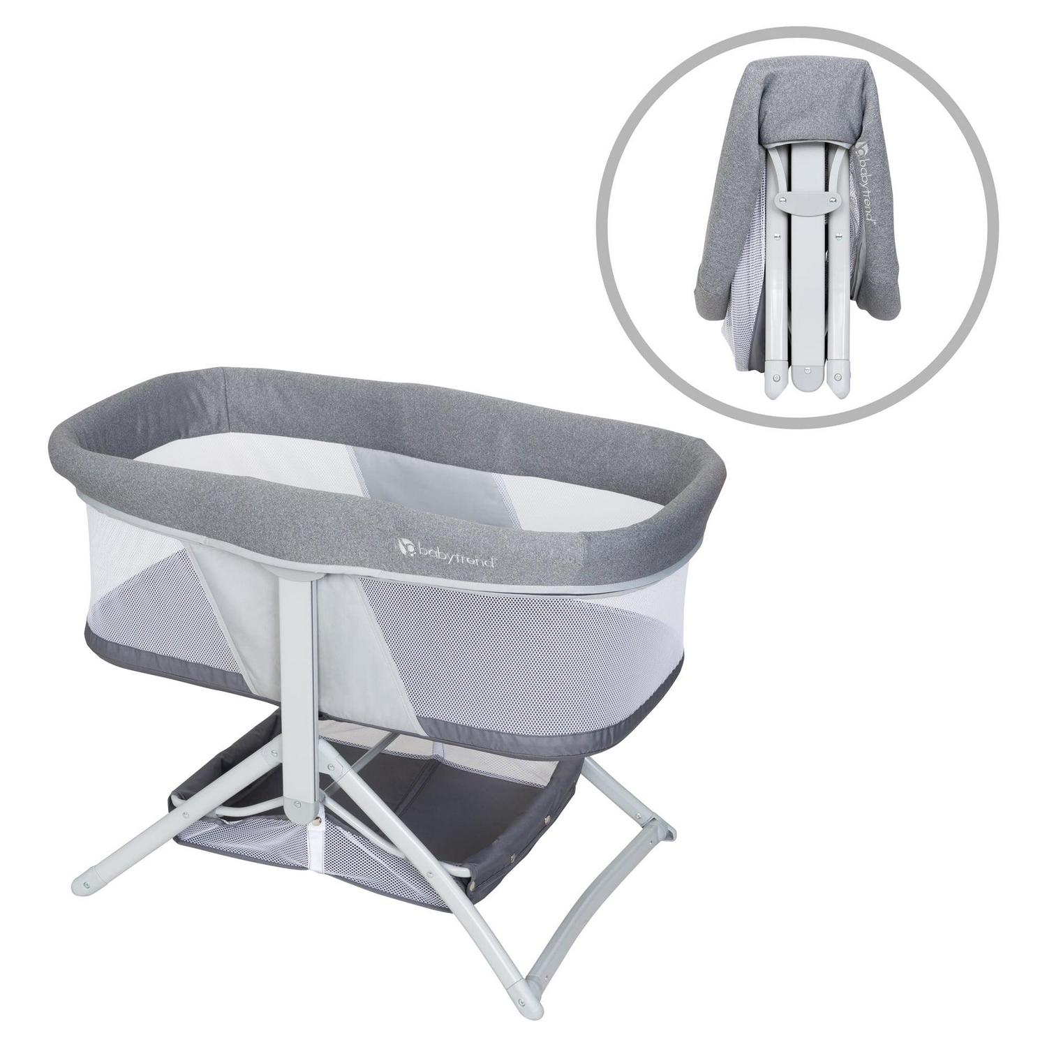 Baby Trend Quick Fold 2-in-1 Rocking Bassinet with Travel Bag - Shadow Stone Grey