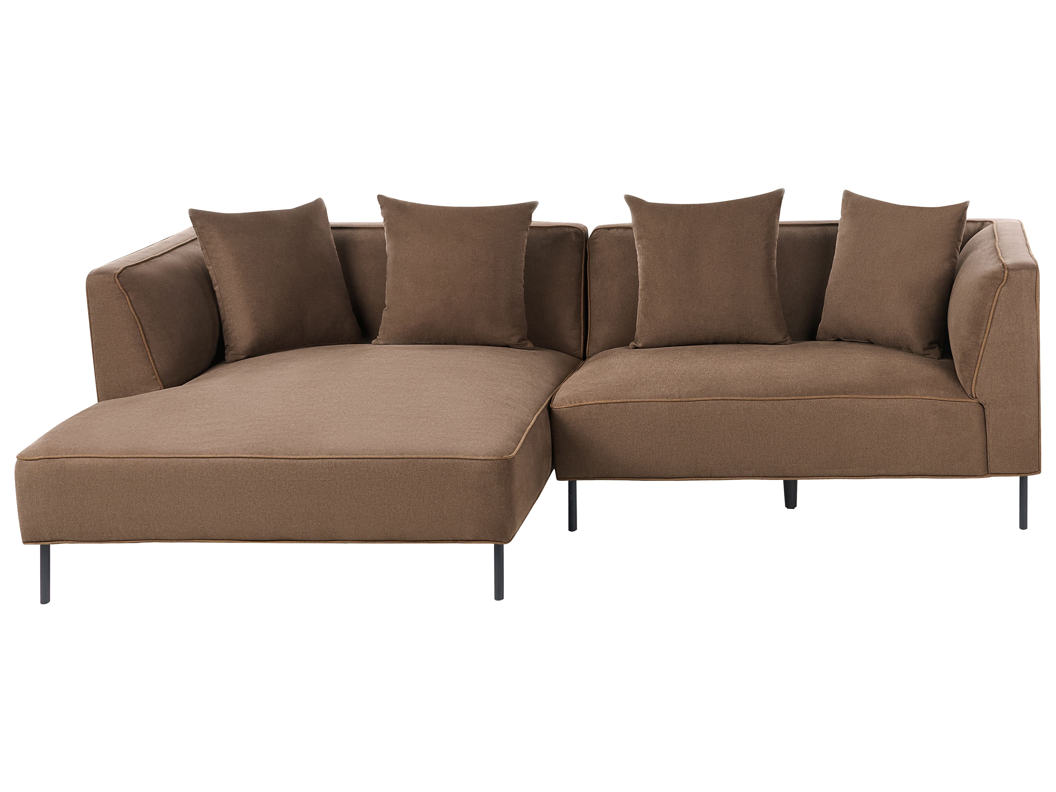 Corner Sofa 3 Seater SATER Fabric Brown Right Hand
