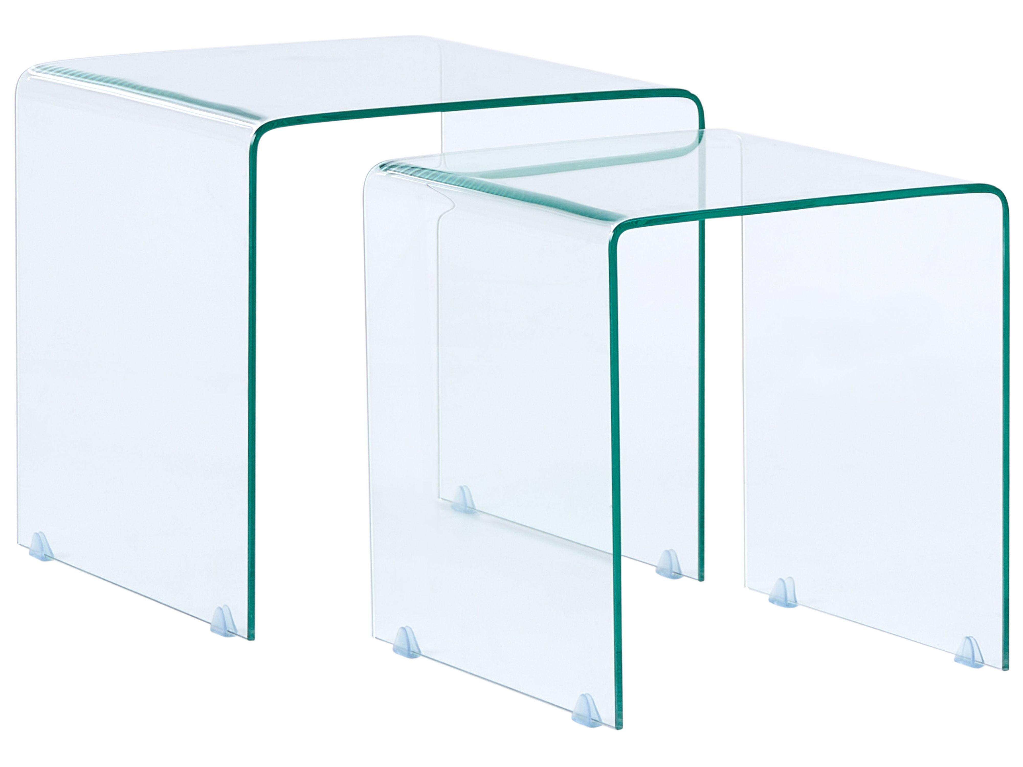 Set of 2 Side Tables KENDALL Tempered Glass Transparent