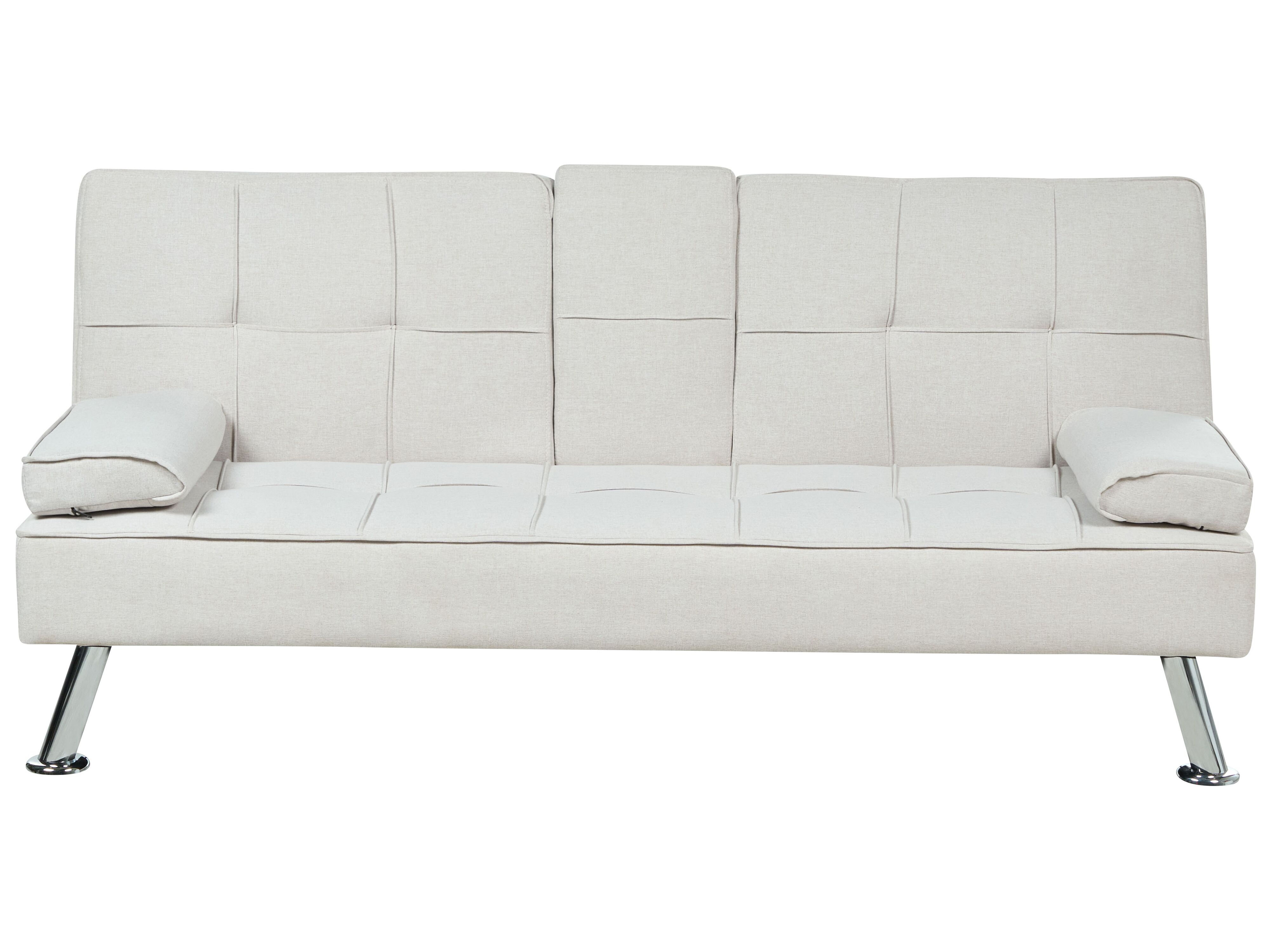Sofa Bed 3 Seater ROXEN Fabric Light Beige