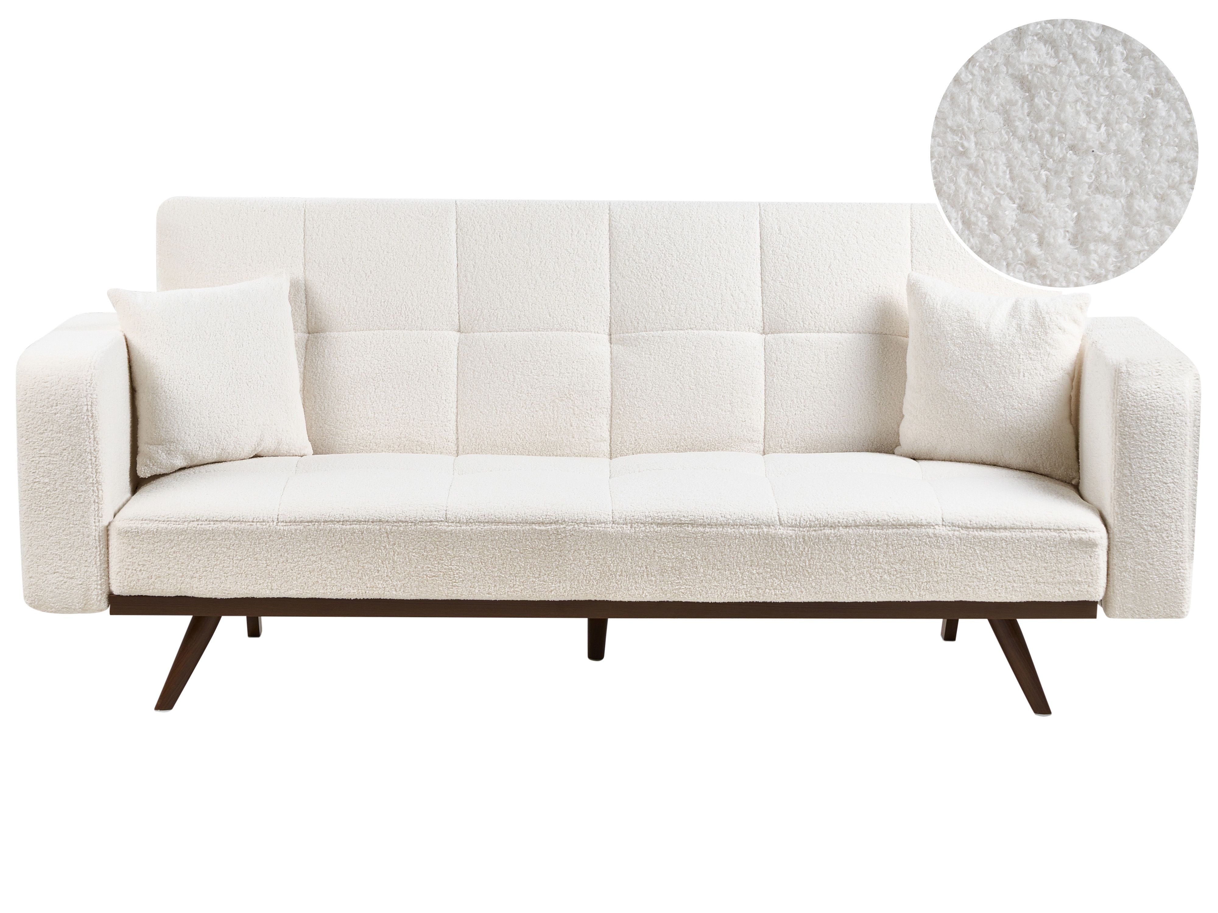 Sofa Bed 3 Seater HJULBY Boucle Off-White