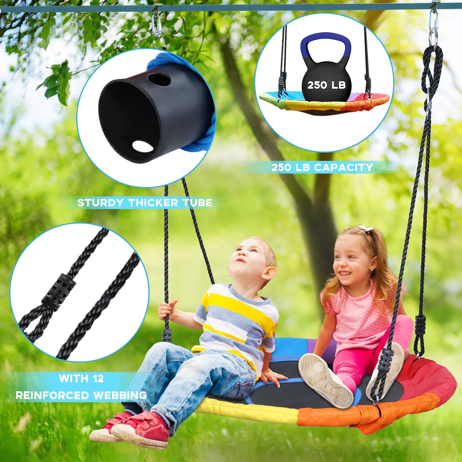 KloKick 50ft Ninja Warrior Obstacle Course with Slackline Monkey Bars and Saucer Swing - Image 4