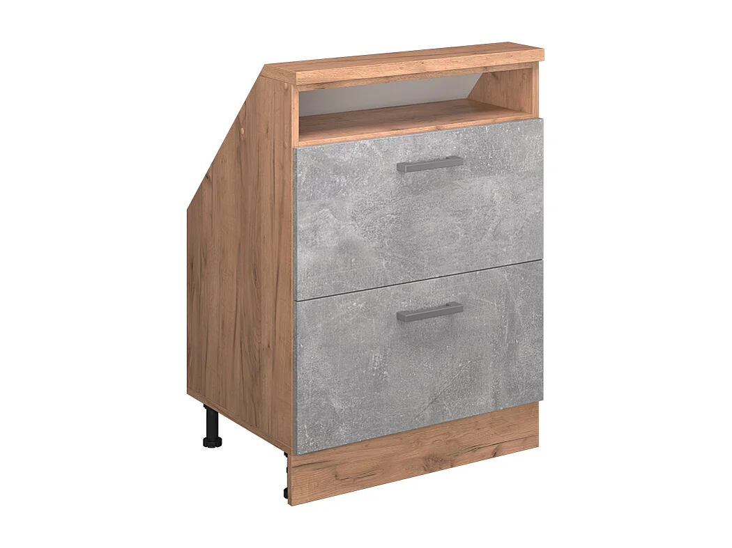 Meuble de rangement sous pente béton/force dor chêne 60x46x81.6 rion