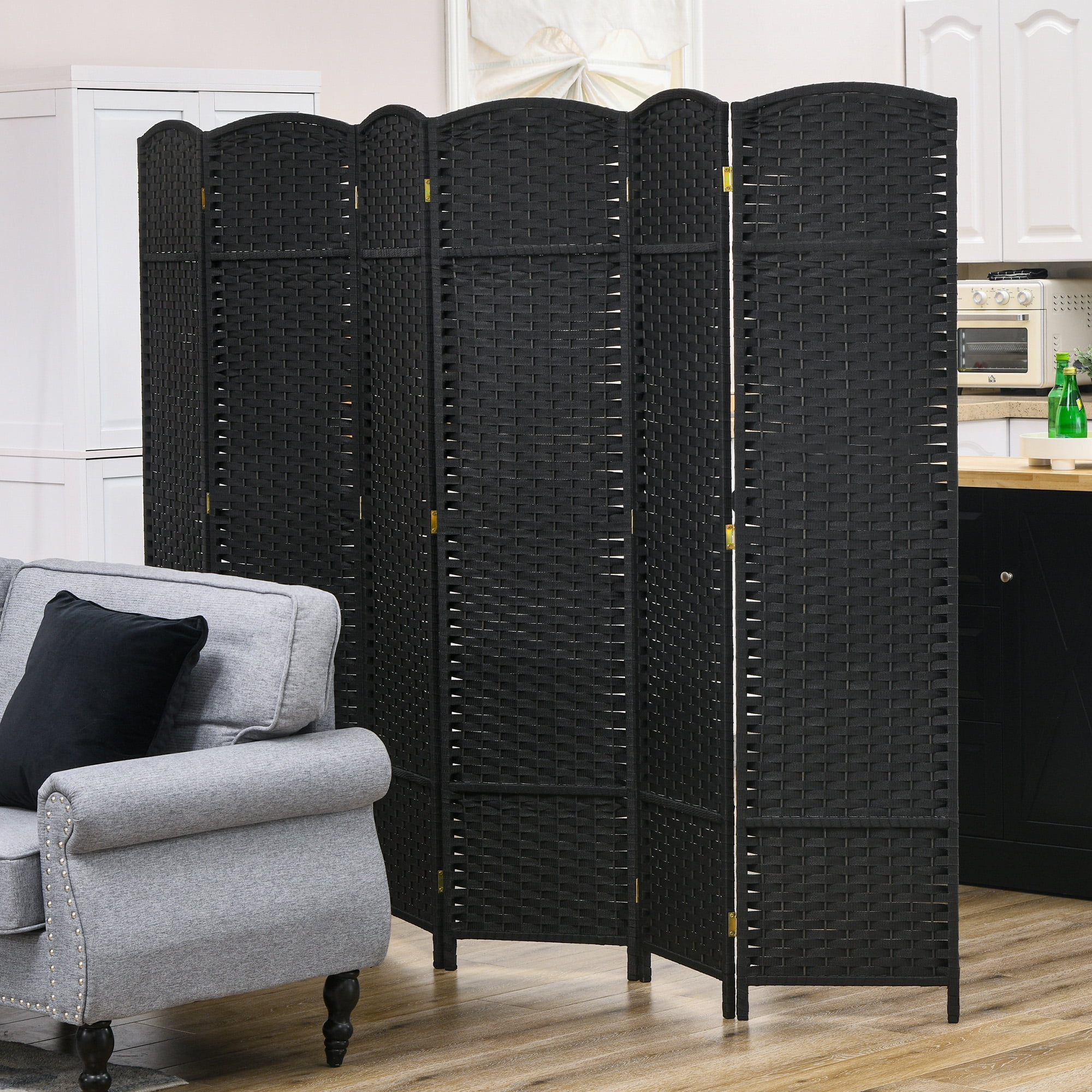 HOMCOM 4 Panel Room Divider Freestanding Folding Privacy Screen Nature Wood - Image 11