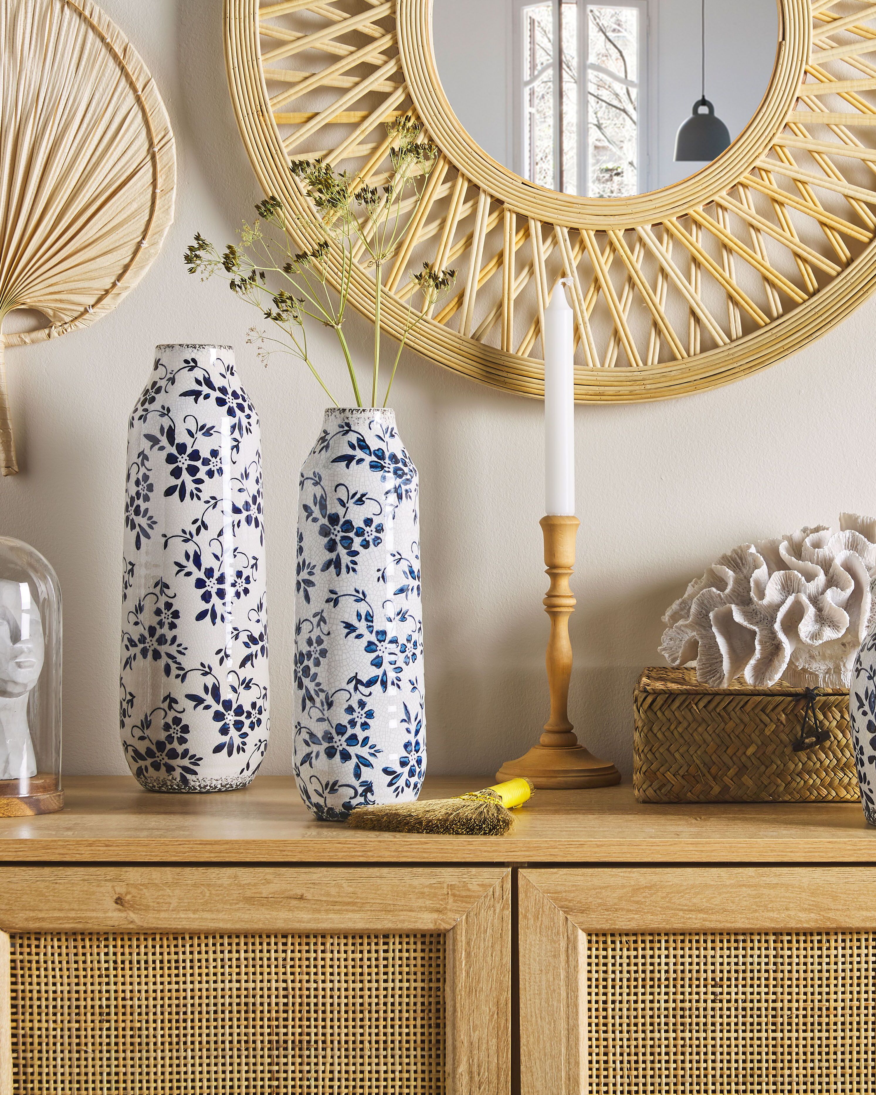 Flower Vase MULAI Stoneware 30 cm White