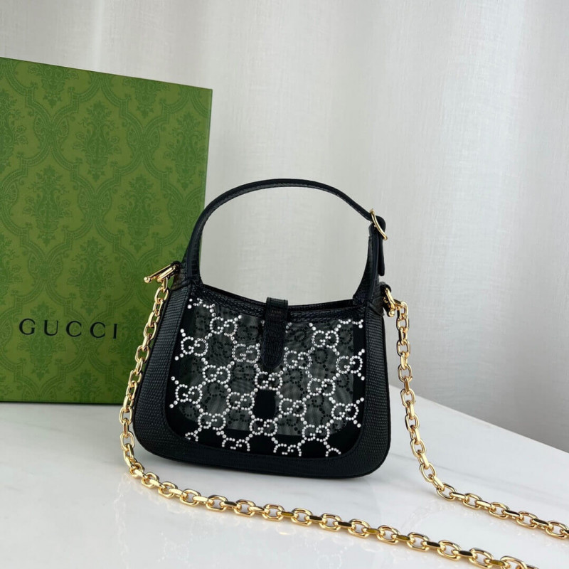 Replica Gucci Jackie 1961 Mini Crystal Gg Lizard Bag 677027 Black1:1High-quality replica