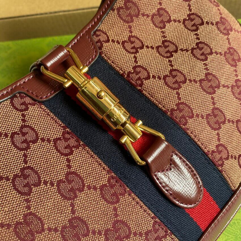Replica Gucci Jackie 1961 Small Shoulder Bag 636706 In Burgundy Gg Canvas1:1High-quality replica