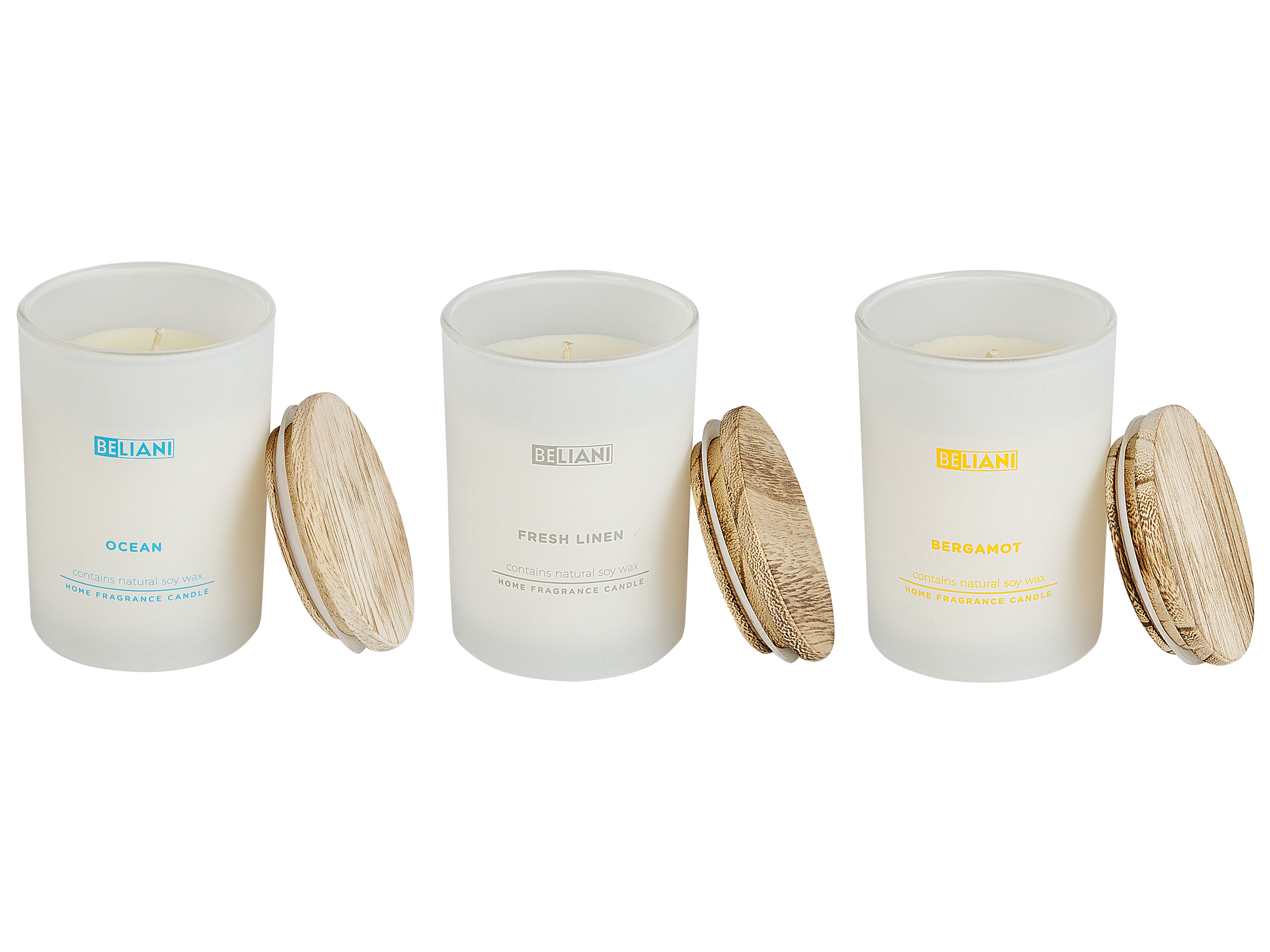 Set of 3 Scented Candles SIMPLICITY Soy Wax Fruity Notes Fresh Notes