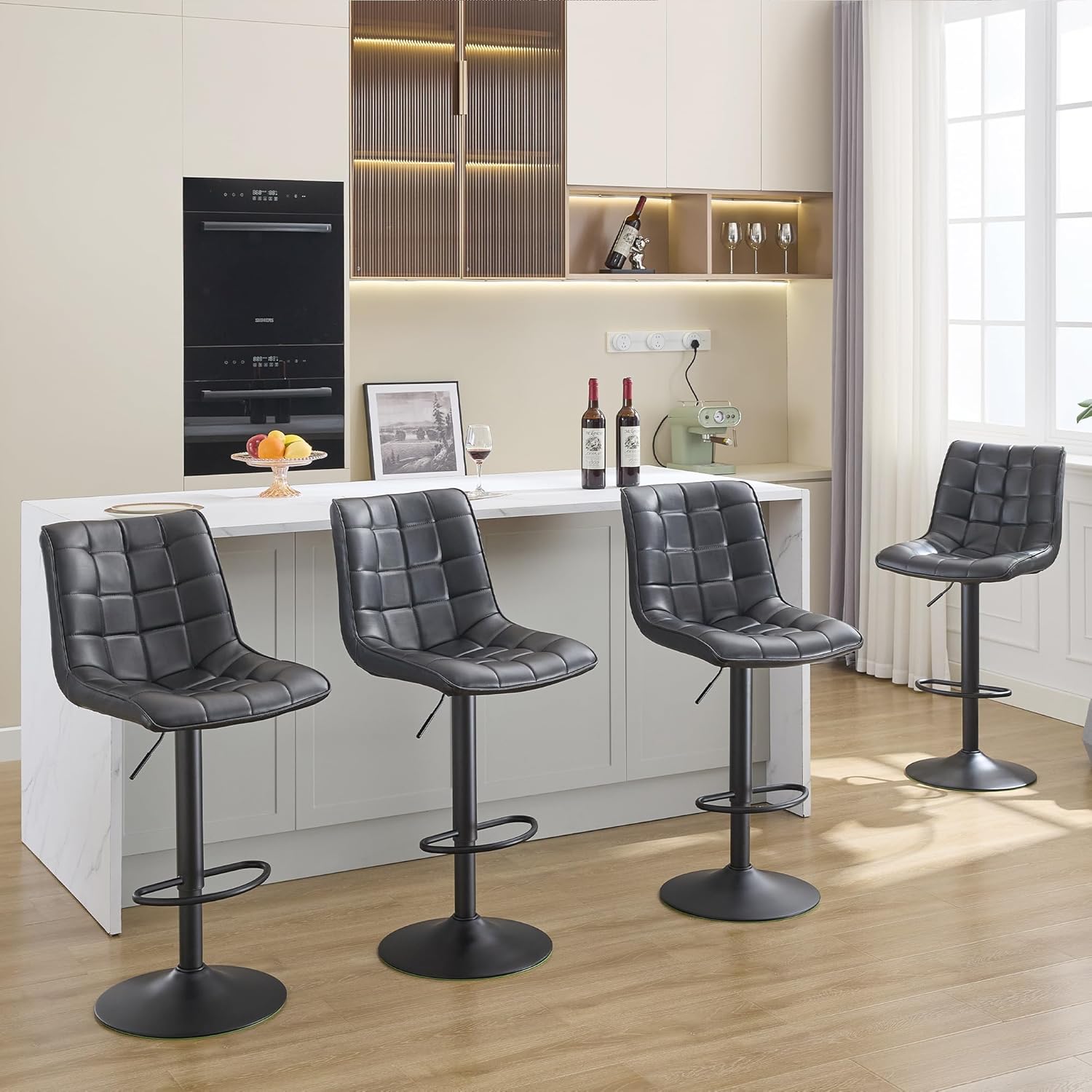 Bar Stools Set of 4, Adjustable Counter Height Bar Stools 24