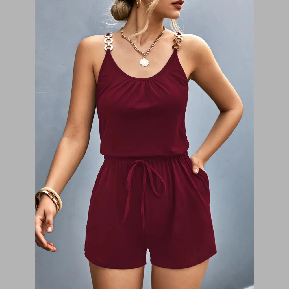 Scoop Neck Romper with Pockets - ZKZOOK