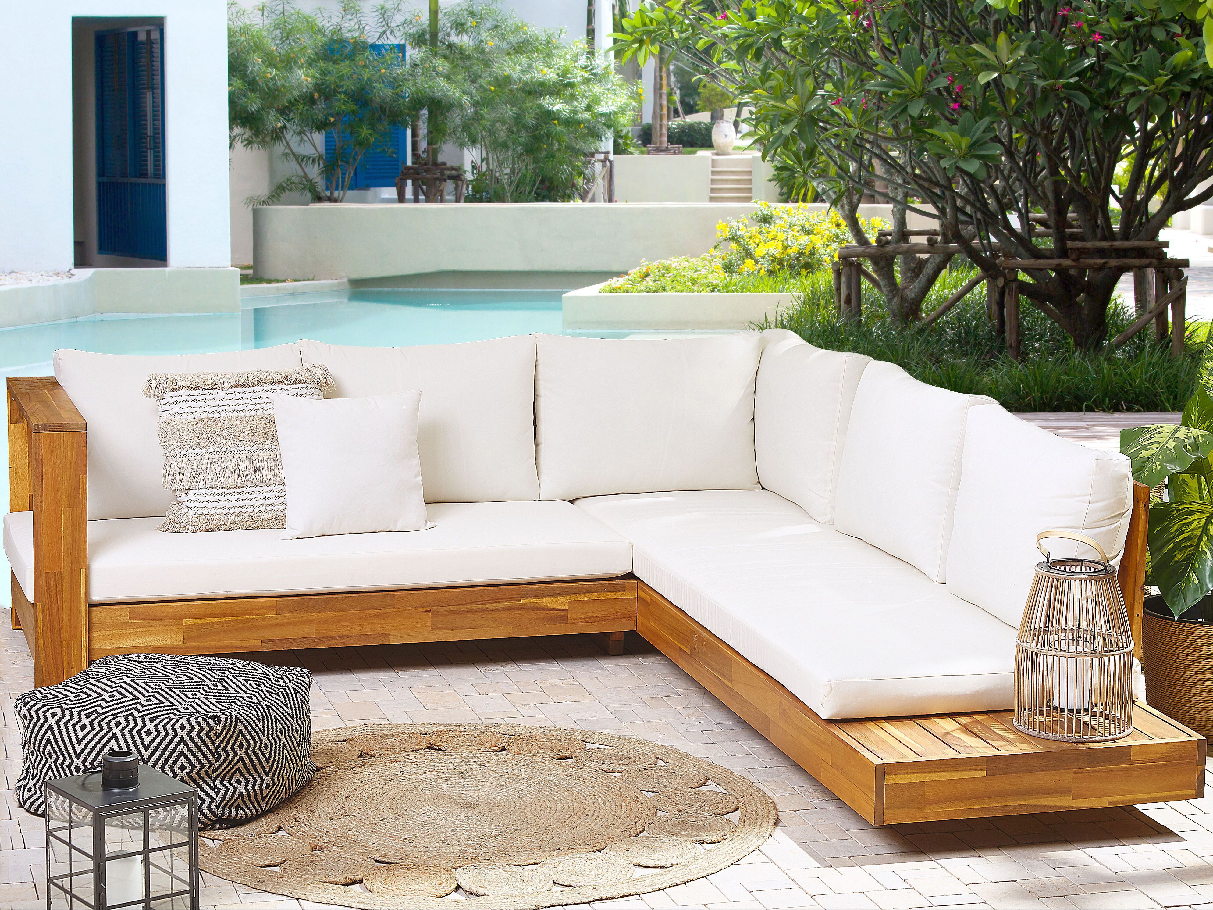 Garden Corner Sofa 5 Seater MARETTIMO Right Hand Certified Acacia Wood Brown