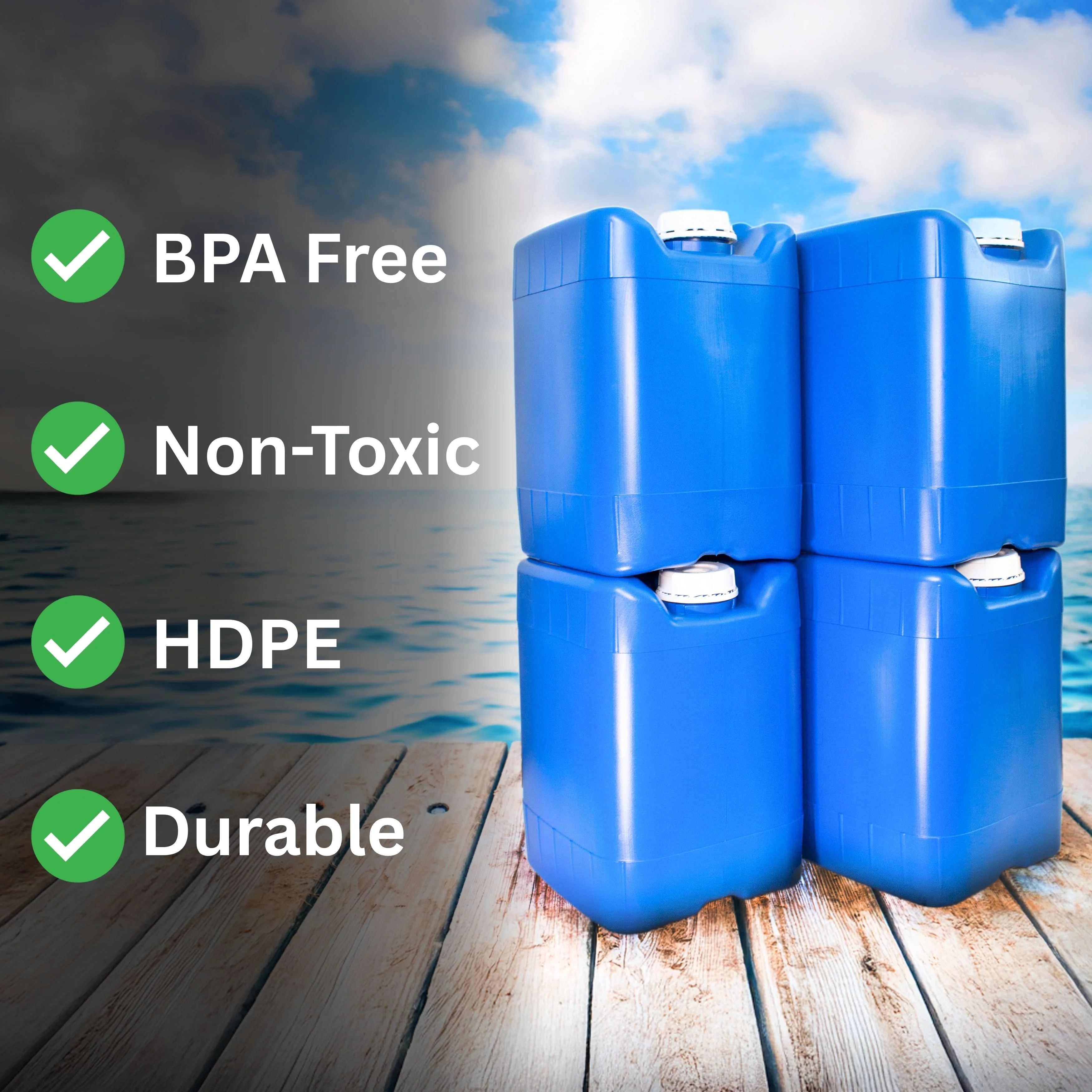 5-Gallon Stackable Water Containers with Spigot & Water Treatment - Emergency Water Storage Kit (2x - 5 Gallon Water Tanks) - Image 19