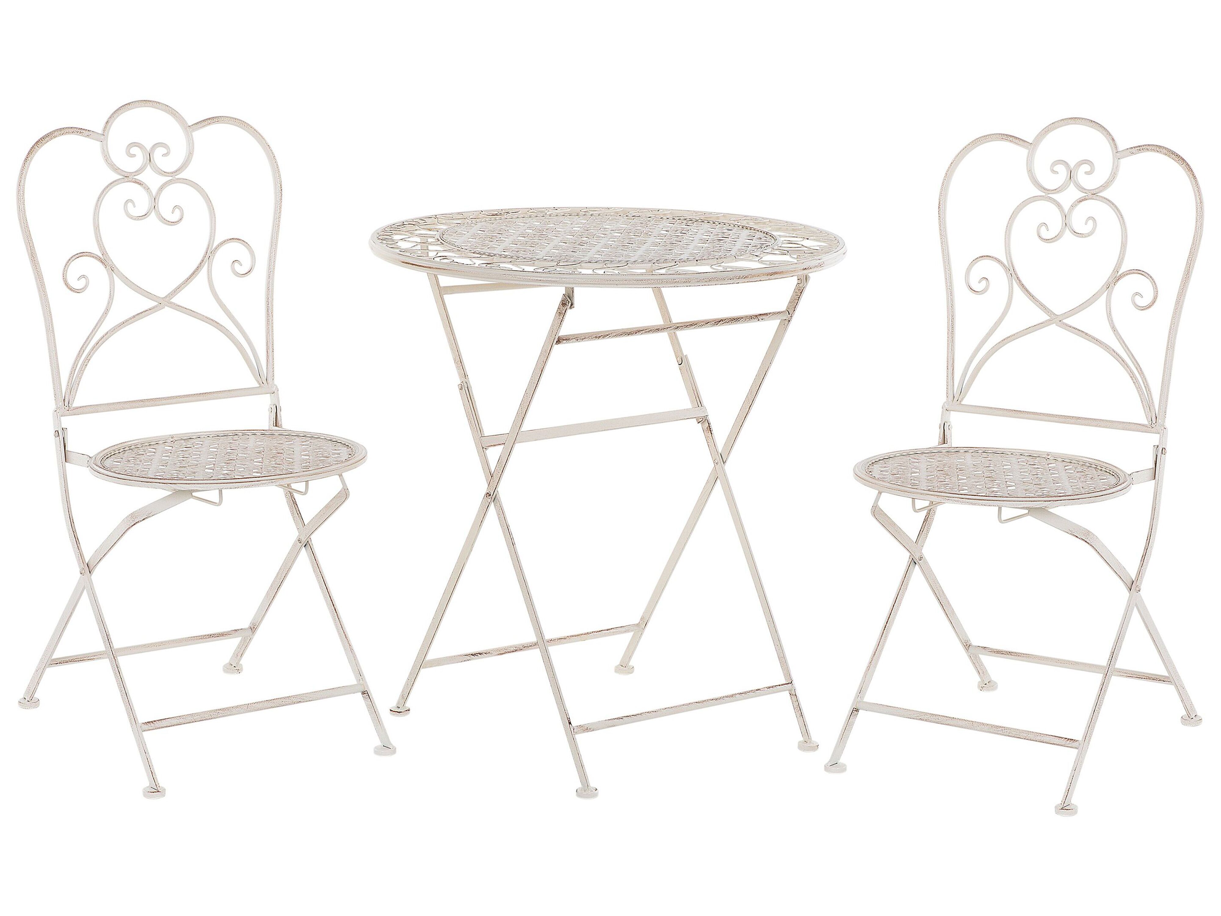 Bistro Set Folding TRIESTE Metal Light Beige