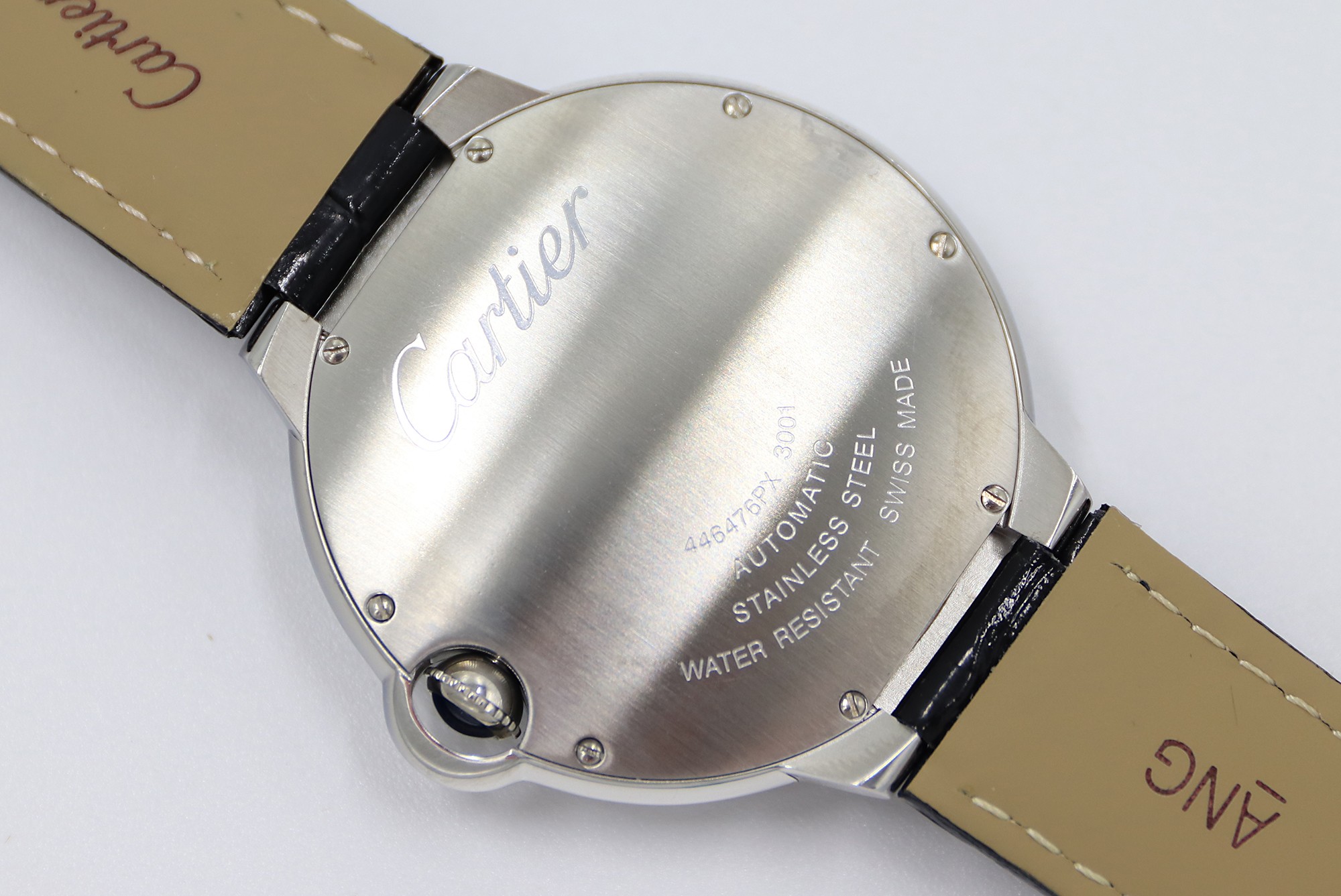Cartier Blue Balloon Square Diamonds Full Sky Watch-Roman Numerals-White-Leather-42mm(1:1 replica) - Top club