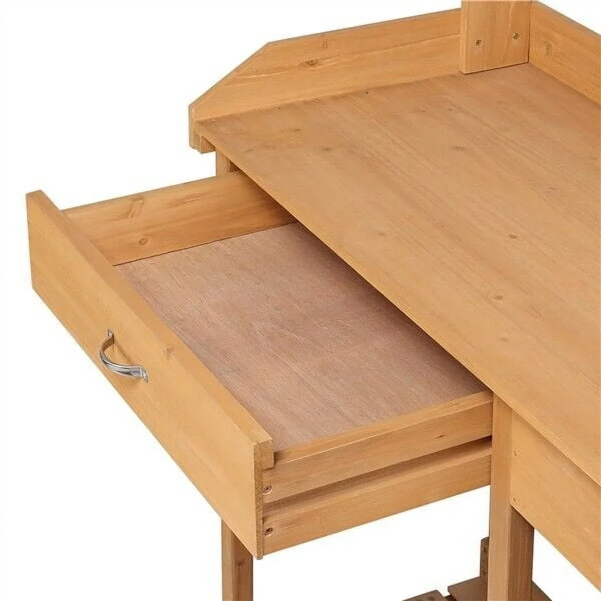 Veado Potting Bench With Sink, Drawer, Rack And Shelves, 45.2 x 17.7 x 47.6 in - Natural Wood - Image 7 Veado Potting Bench With Sink, Drawer, Rack And Shelves, 45.2 x 17.7 x 47.6 in - Natural Wood - Image 7