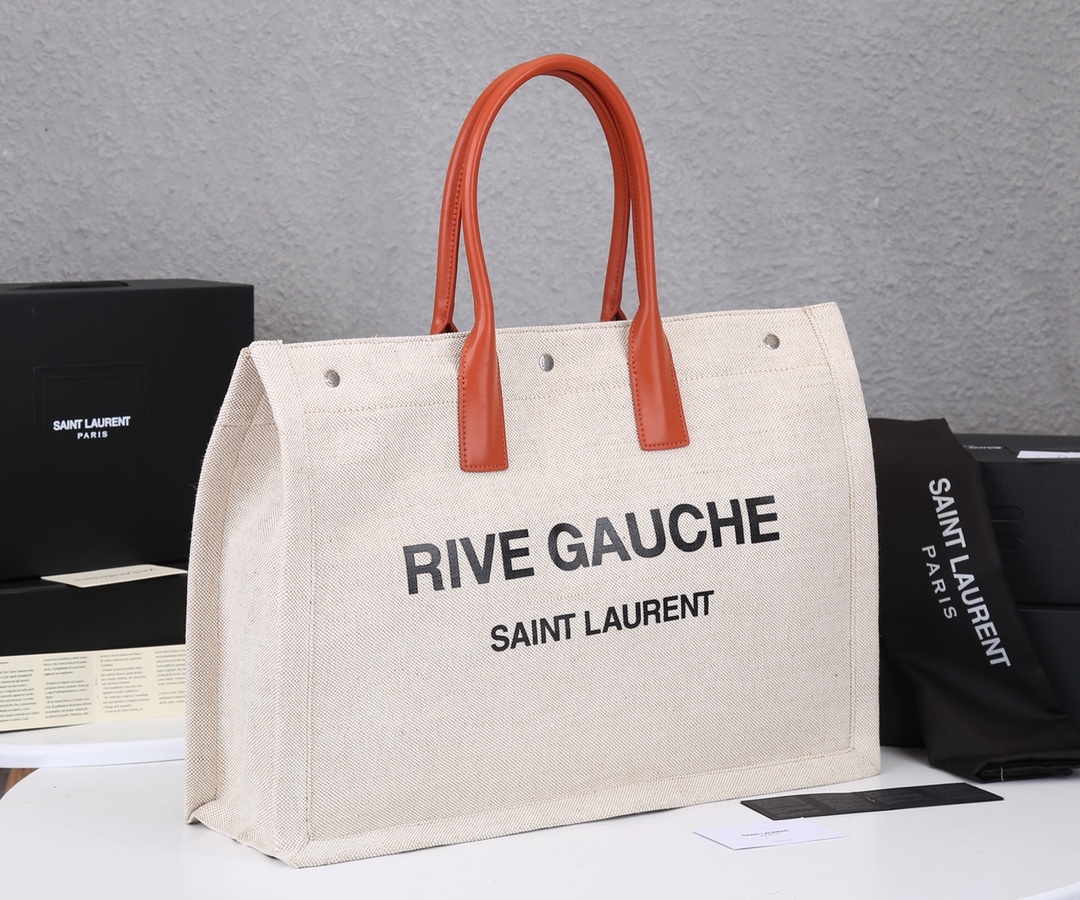 Replica Ysl Rive Gauche Tote Bag In Linen And Leather1:1High-quality replica