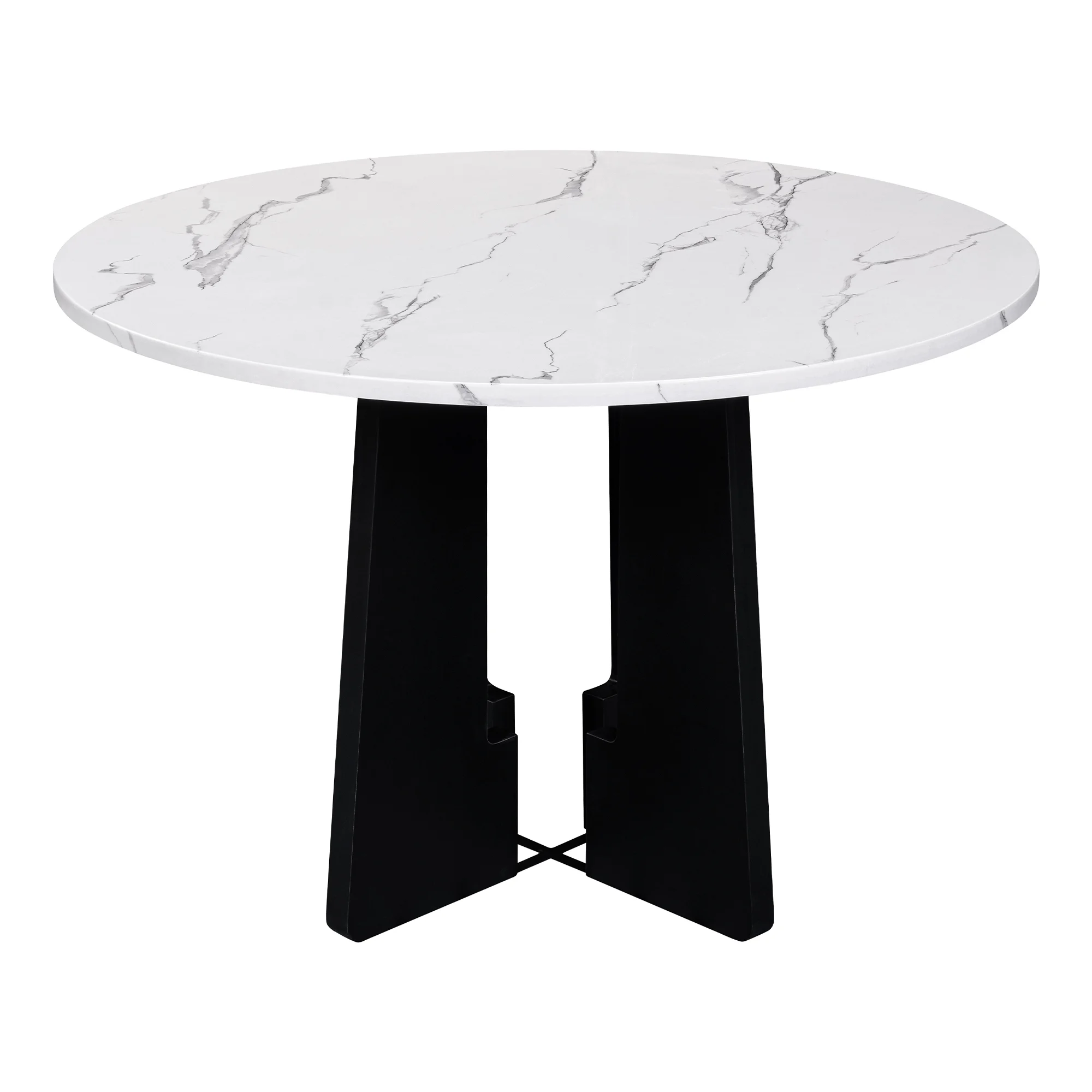 EUROCO 5-Piece Round Dining Table Set for 4, 43.3'' Kitchen Room Table with 4 Upholstered Chairs and Solid Wood Frame,Kitchen Table Set for Home Living Dining Room, Grey & Black - Image 20