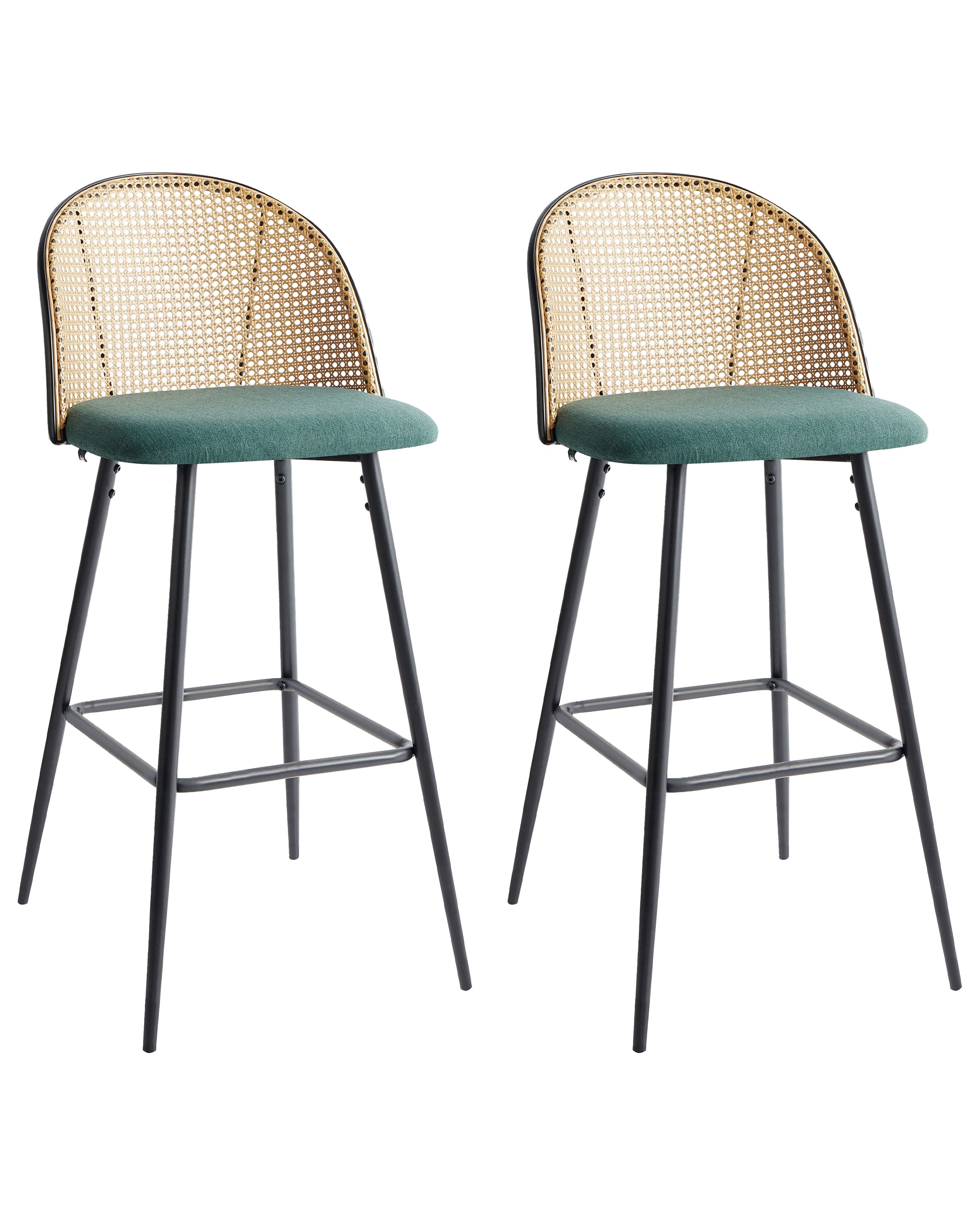 Set of 2 Bar Chairs CORNELL Metal Green