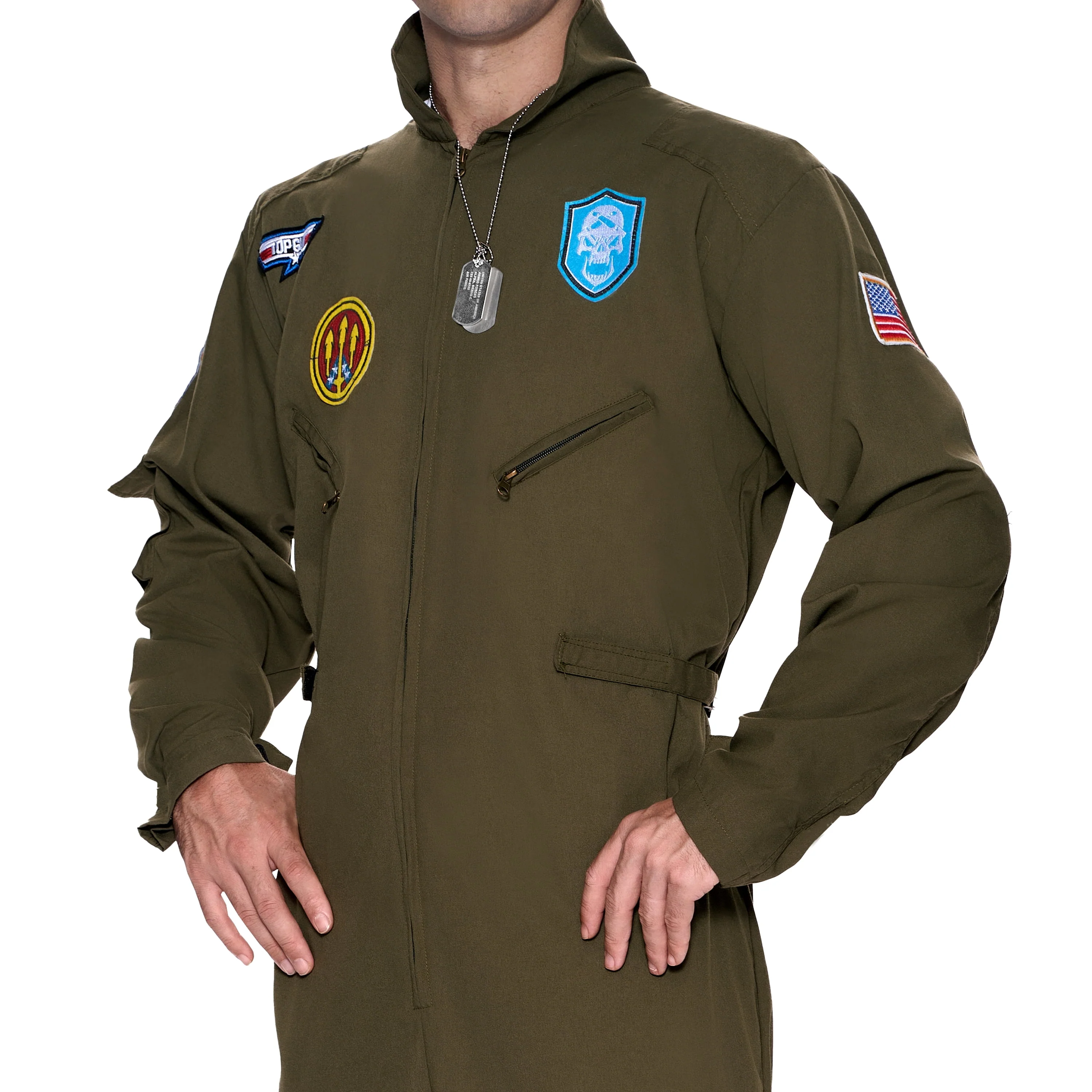 Joyfy Flight Pilot Costume for Adults Pilots Uniform Costume Movie Icon Green Jumpsuit for Men Halloween Party Fancy Dress up Cosplay - Image 6 Joyfy Flight Pilot Costume for Adults Pilots Uniform Costume Movie Icon Green Jumpsuit for Men Halloween Party Fancy Dress up Cosplay - Image 6