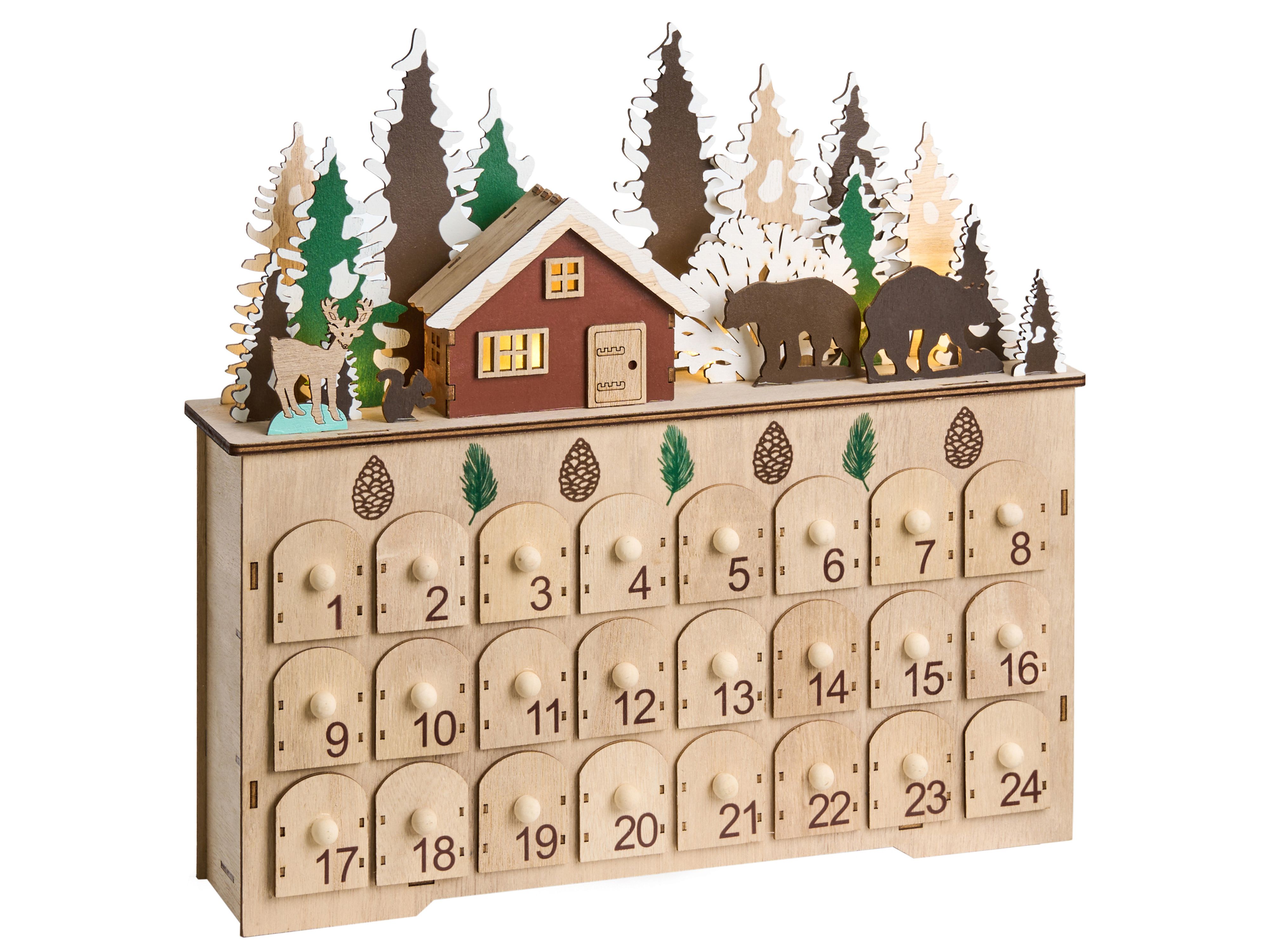 Christmas Decoration LED HELIN Advent Calendar 33 cm Light Brown