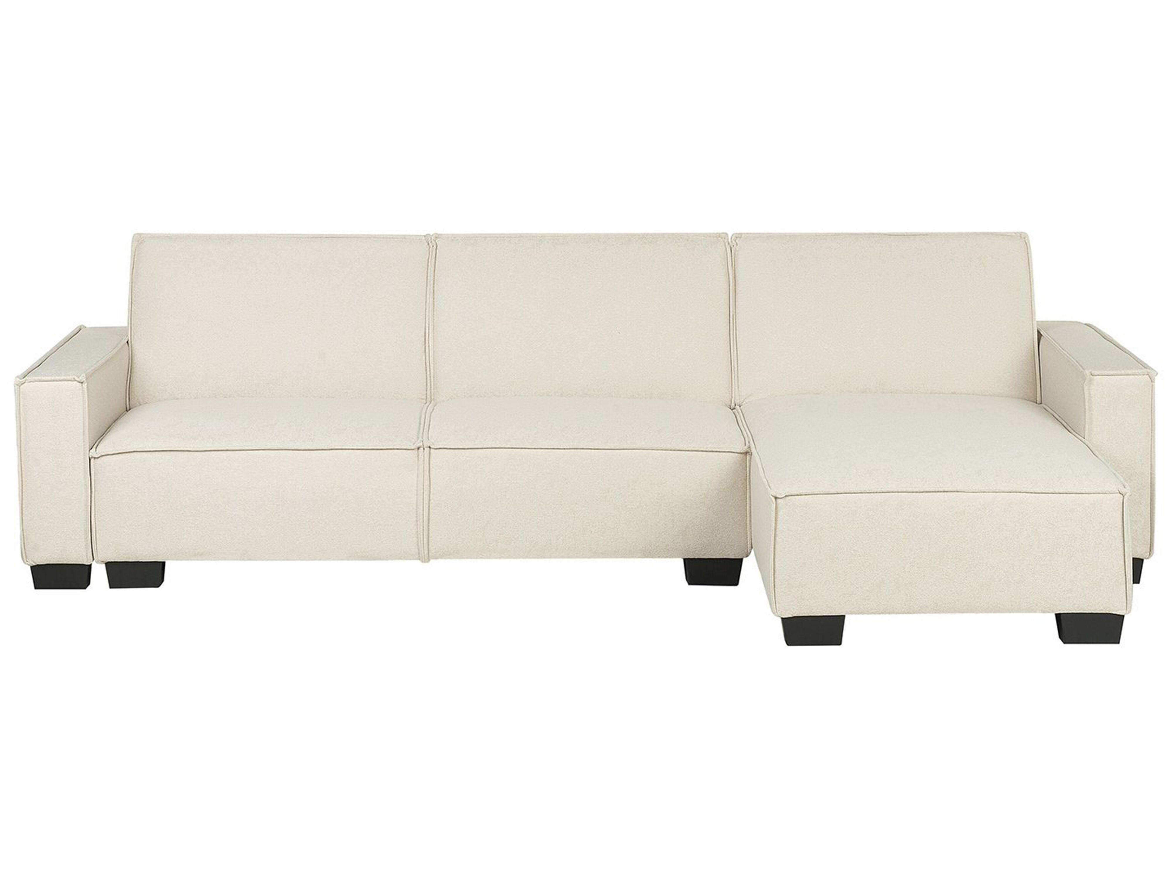 Corner Sofa Bed 3 Seater ROMEDAL Fabric Beige Left Hand