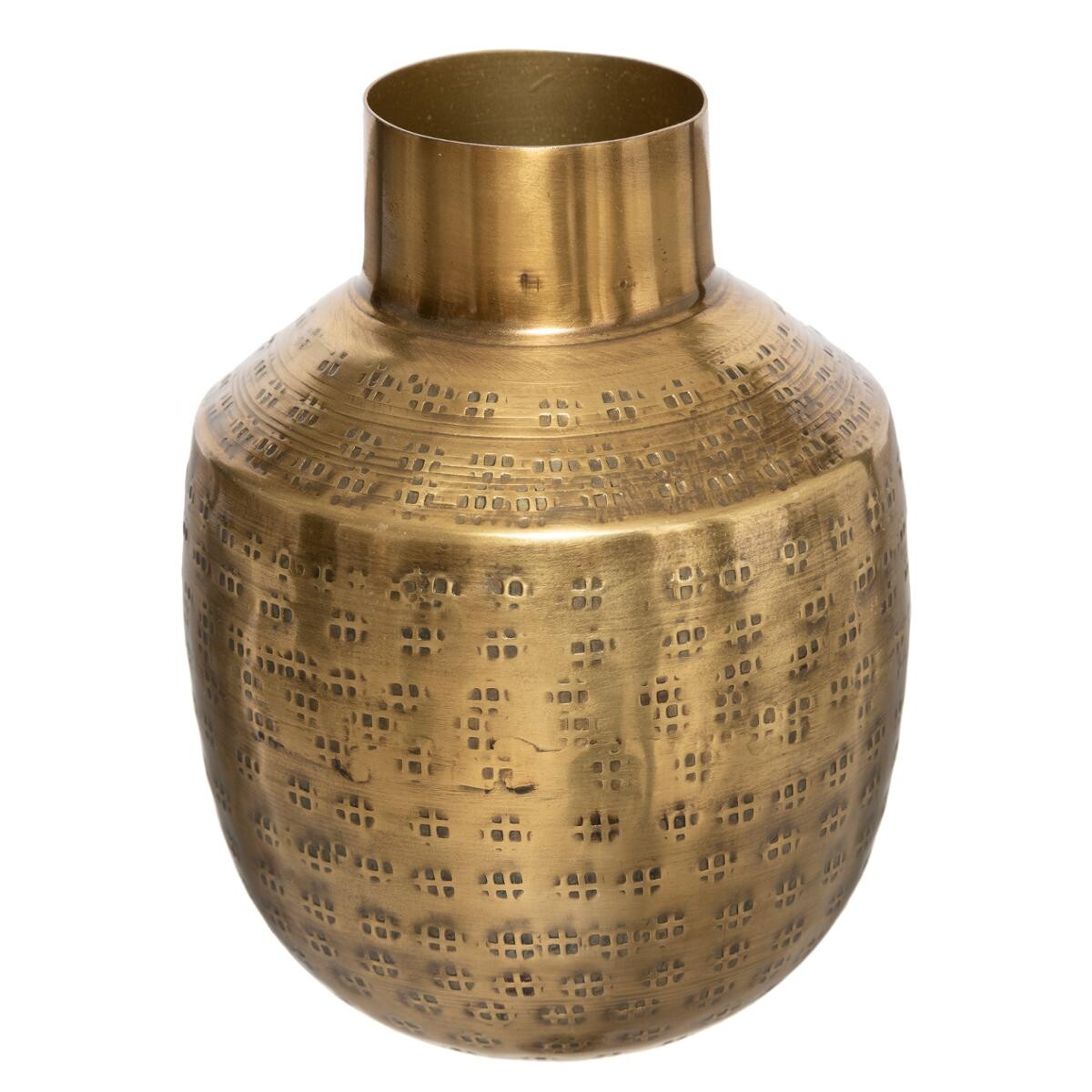 Vase "Oasis", hammered metal Gold, H.15 cm