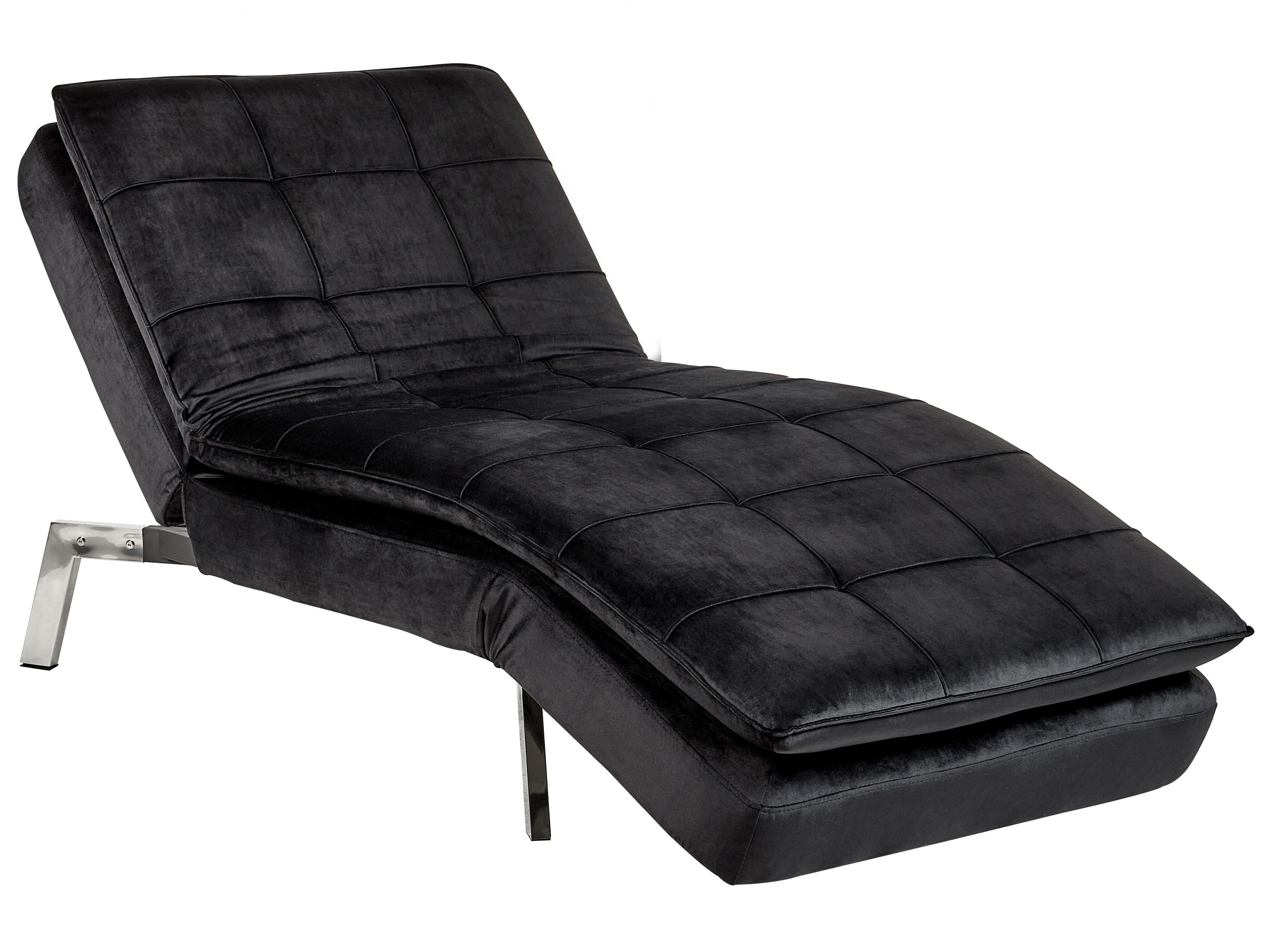Chaise Longue LOIRET Velvet Black