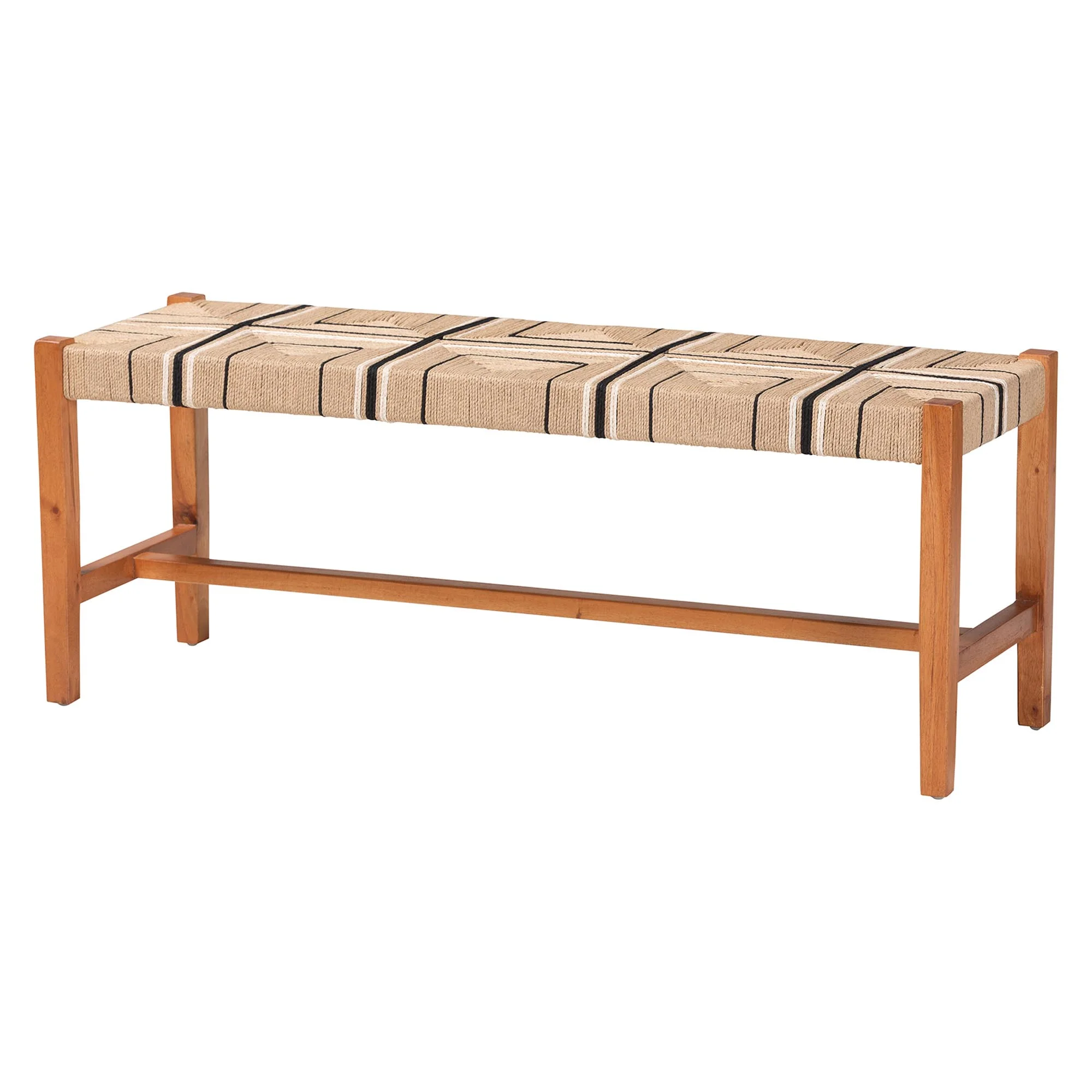 bali & pari Prita Boho Dining Bench, Natural Brown