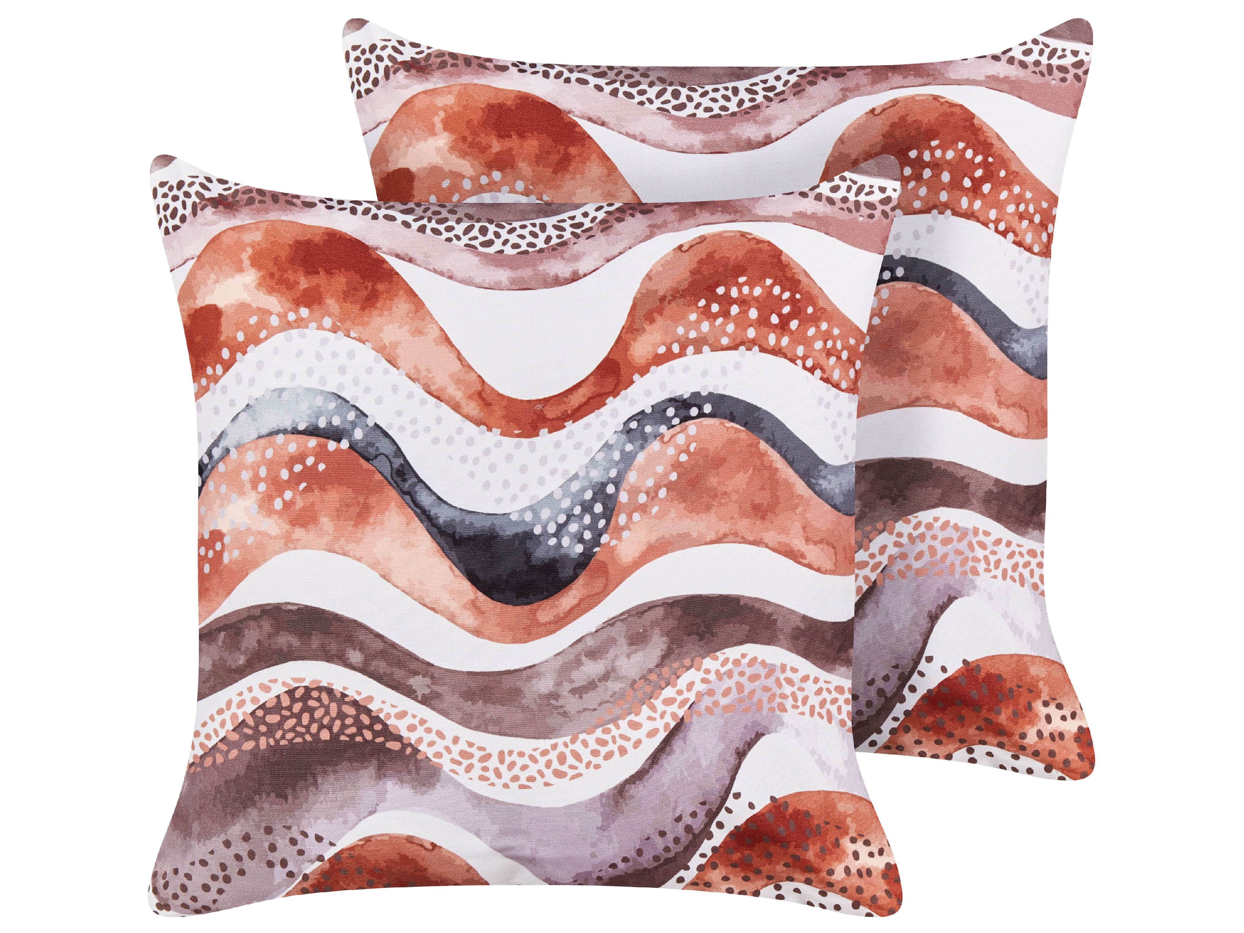 Set of 2 Outdoor Cushions SEBORGA Abstract Pattern 45 x 45 cm Brown