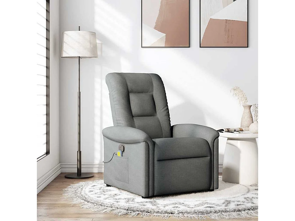 Fauteuil inclinable-Chaise de relax-Fauteuil de Massage Gris foncé Tissu SHL5146