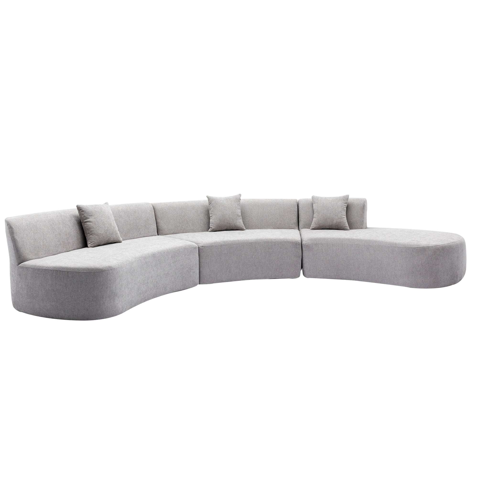 Harper & Bright Designs Modern Curved Floor Sofa Set, Modular Sectional Sponge Couch for Living Room, 2 PC Free Combination No Assembly Foam-Filled Sofa, Beige - Image 56