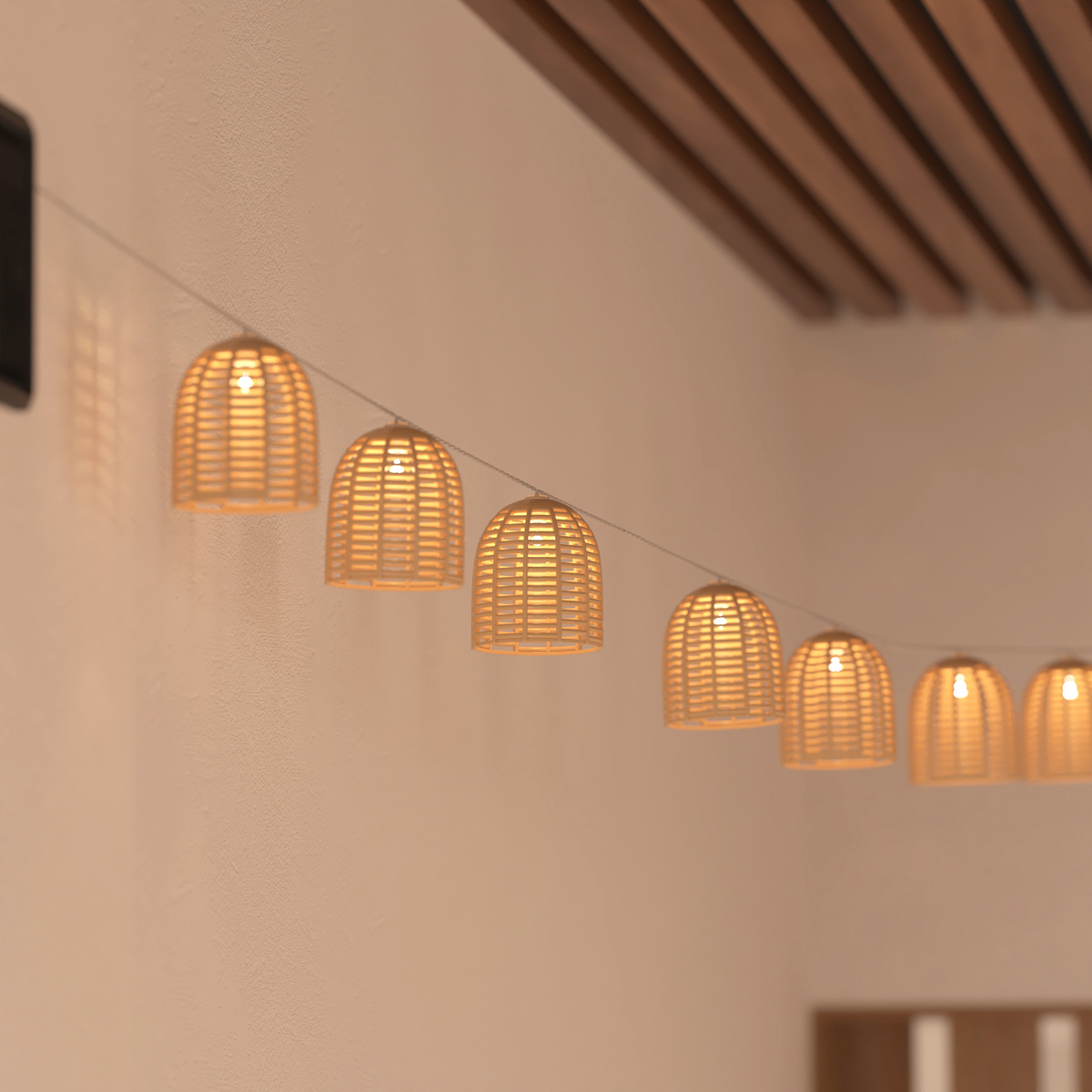 Outdoor LED garland "Aia" Beige, L.335 cm