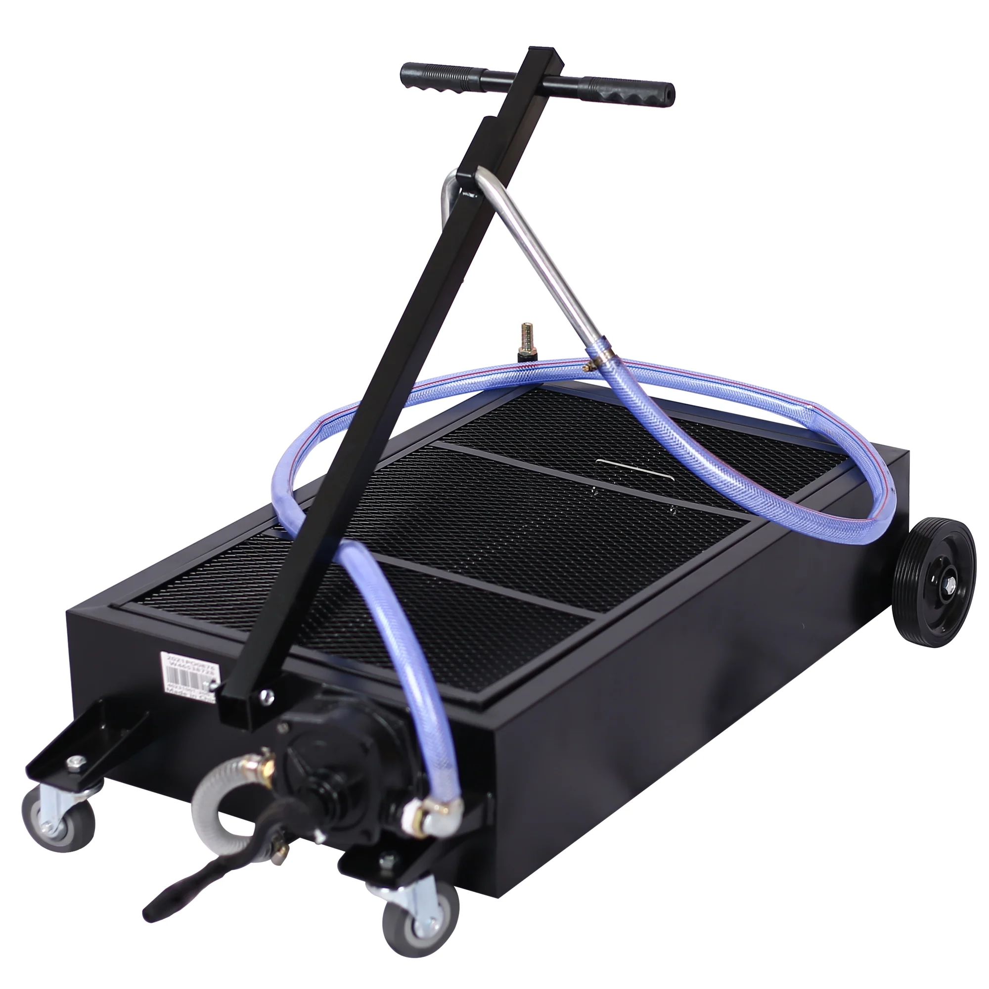 Olurrisa 25-Gallon Low-Profile Oil Drain Pan with Manual Pump, 18L/min Flow for Trucks & SUVs, Steel Black Design