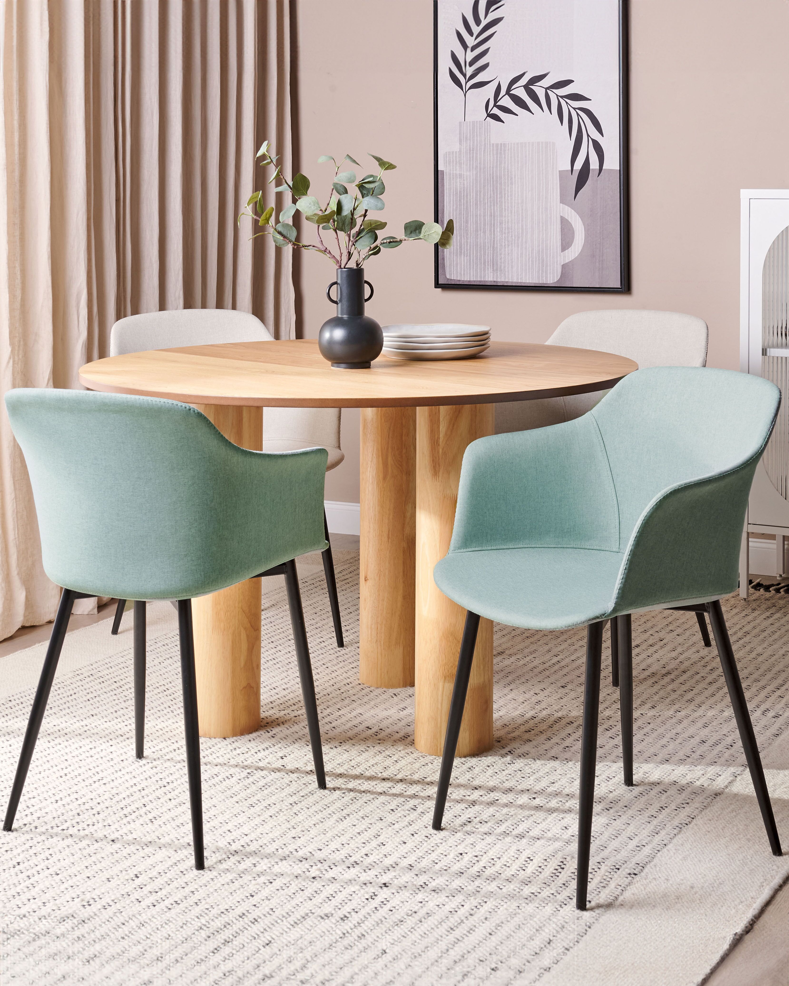 Set of 2 Dining Chairs ELIM Fabric Mint Green