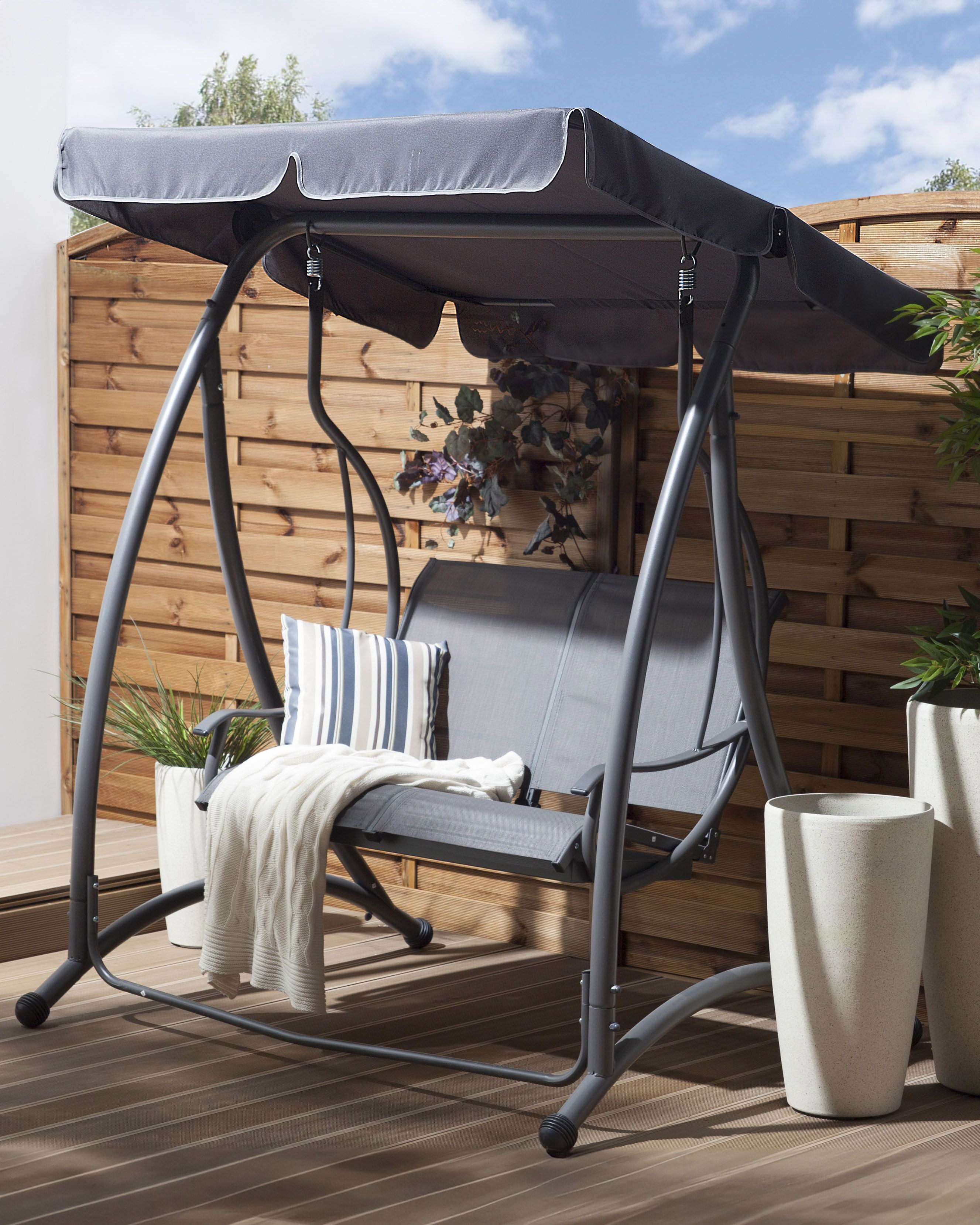 Patio Swing TESERO Metal Grey