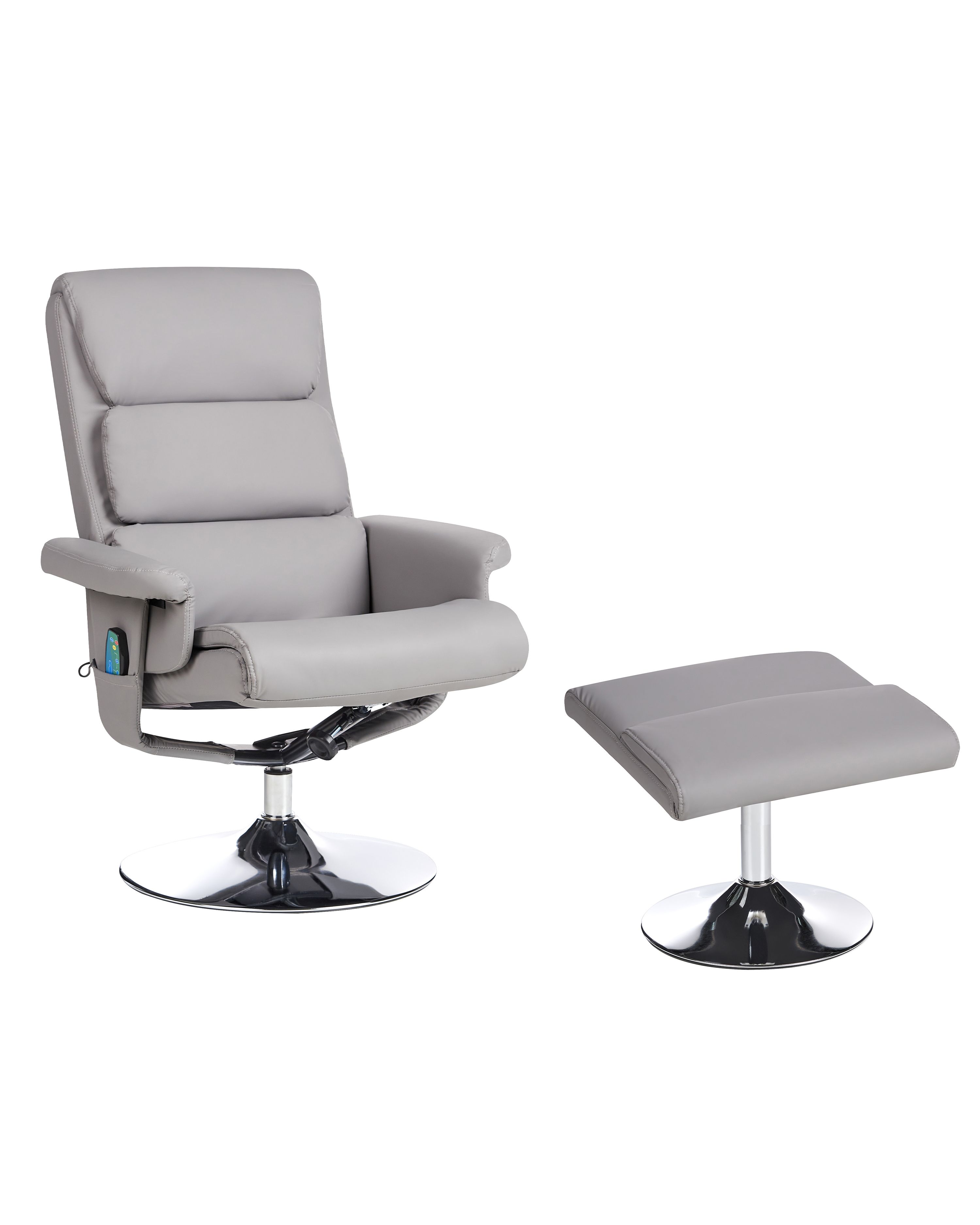 Massage Chair LEGEND with Footstool Faux Leather Grey