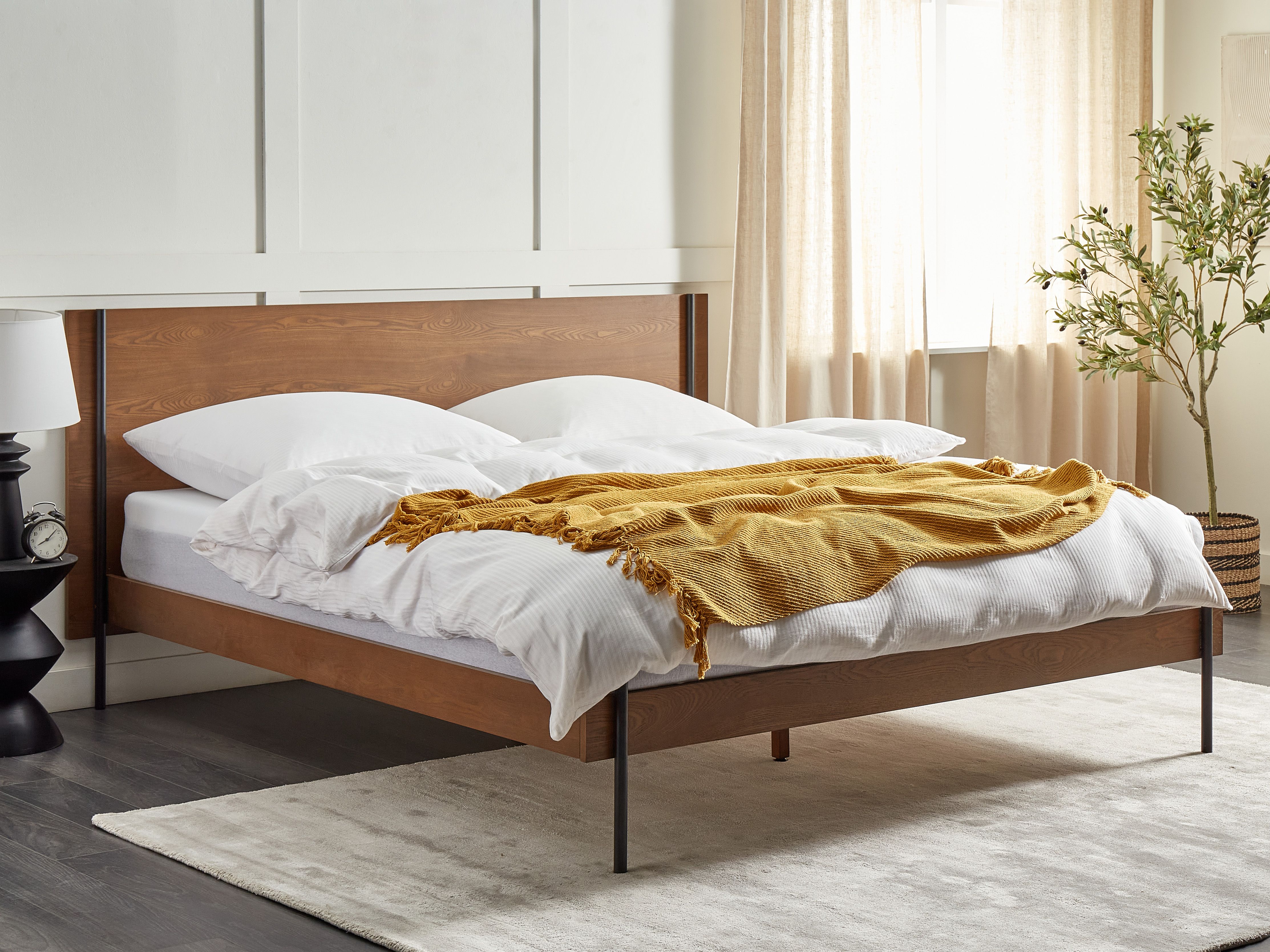 Bed LIBERMONT 180 x 200 cm (EU Super King) Dark Ash Wood