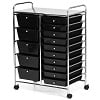 Costway 15 Drawer Rolling Storage Cart Tools Scrapbook Paper Office School Organizer Colorful