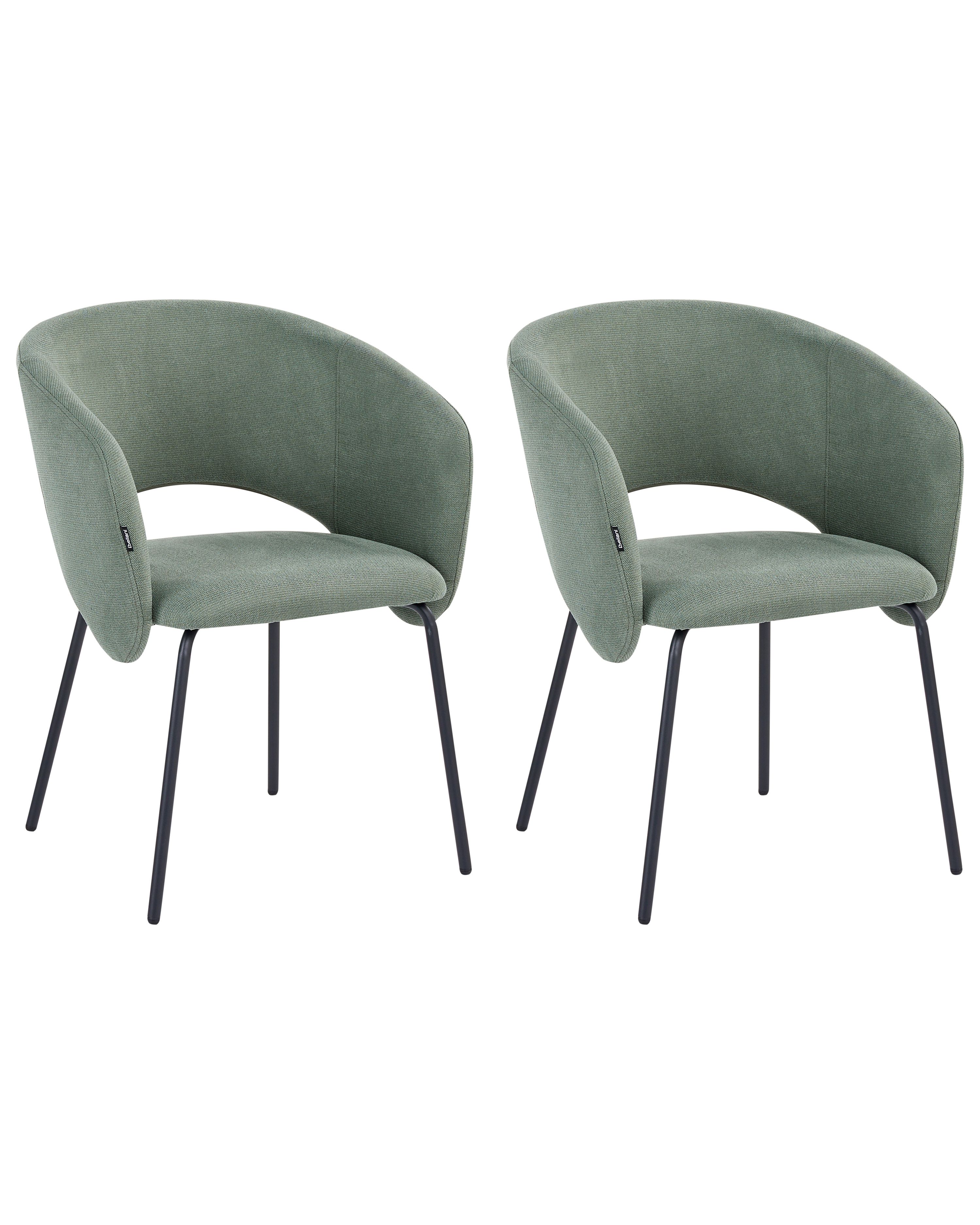 Set of 2 Dining Chairs BLAKELY Fabric Light Green